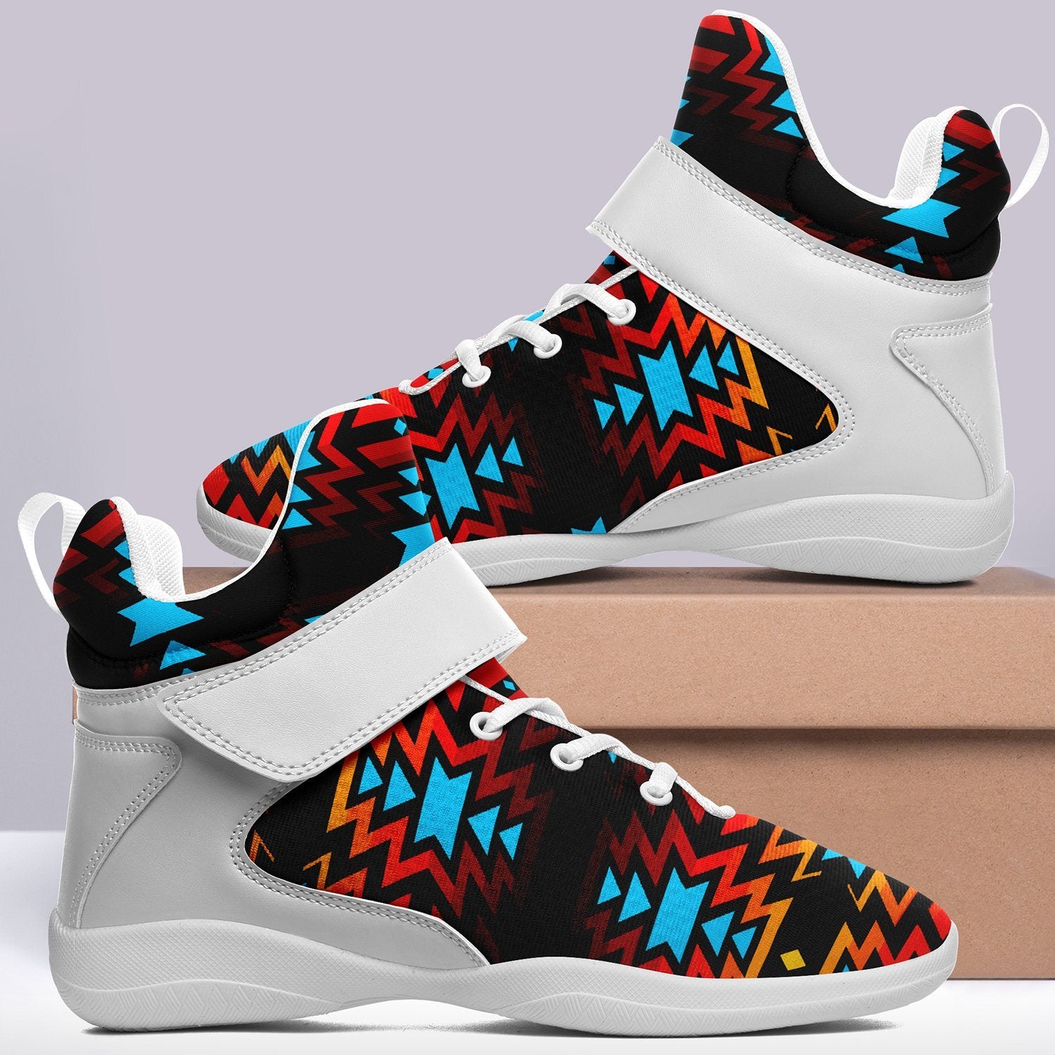 Black Fire and Turquoise Ipottaa Basketball / Sport High Top Shoes 49 Dzine