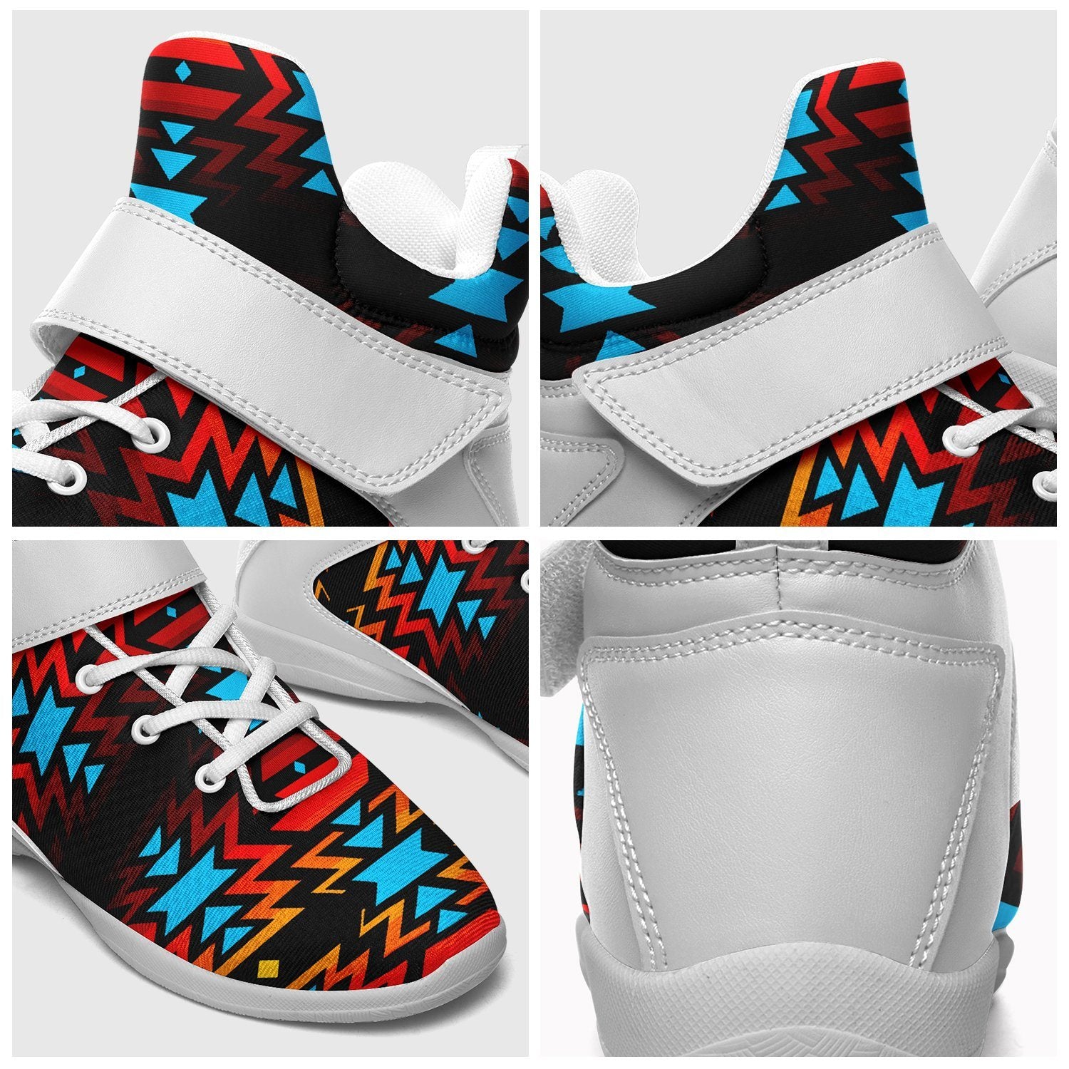 Black Fire and Turquoise Ipottaa Basketball / Sport High Top Shoes 49 Dzine