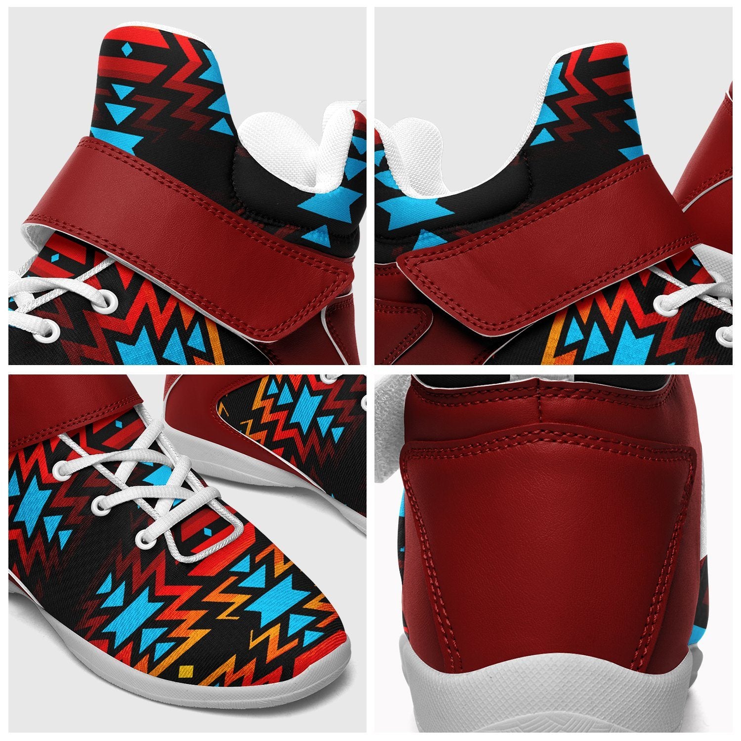 Black Fire and Turquoise Ipottaa Basketball / Sport High Top Shoes 49 Dzine