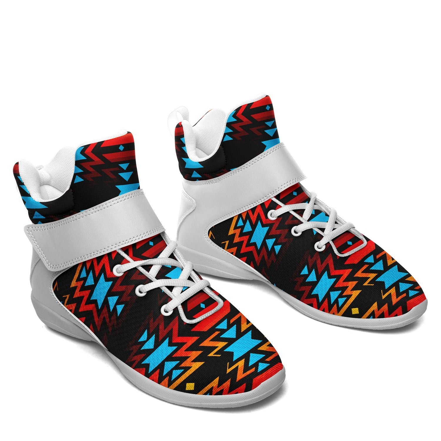 Black Fire and Turquoise Ipottaa Basketball / Sport High Top Shoes 49 Dzine