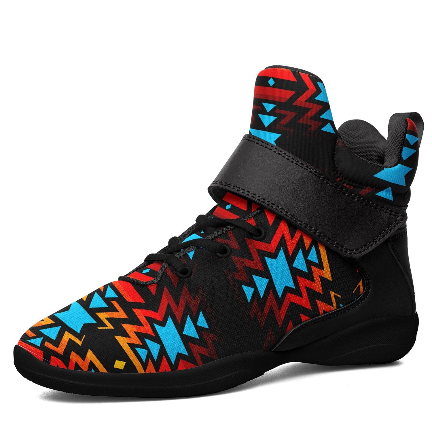 Black Fire and Turquoise Ipottaa Basketball / Sport High Top Shoes 49 Dzine US Women 4.5 / US Youth 3.5 / EUR 35 Black Sole with Black Strap