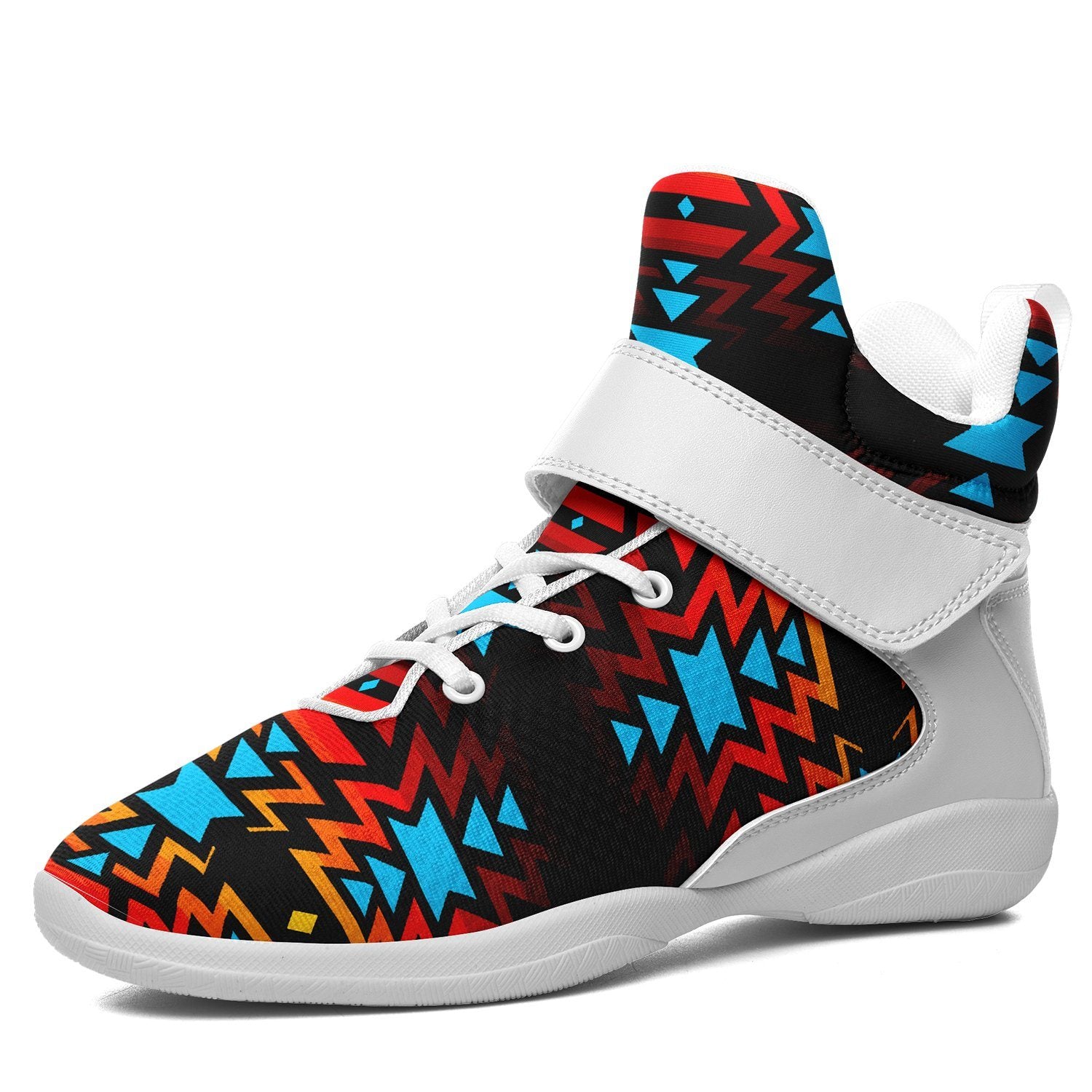 Black Fire and Turquoise Ipottaa Basketball / Sport High Top Shoes 49 Dzine US Women 4.5 / US Youth 3.5 / EUR 35 White Sole with White Strap 