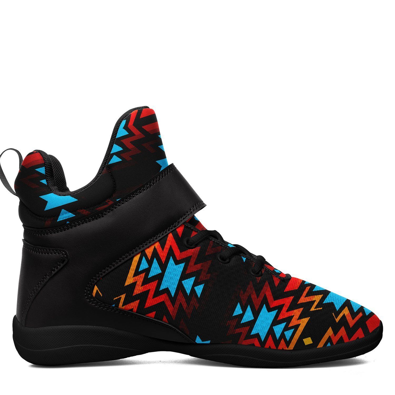 Black Fire and Turquoise Ipottaa Basketball / Sport High Top Shoes - Black Sole 49 Dzine
