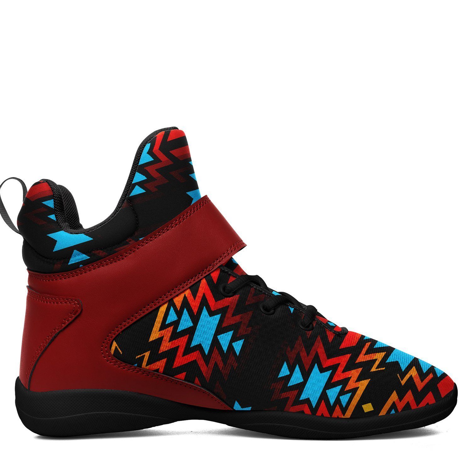 Black Fire and Turquoise Ipottaa Basketball / Sport High Top Shoes - Black Sole 49 Dzine