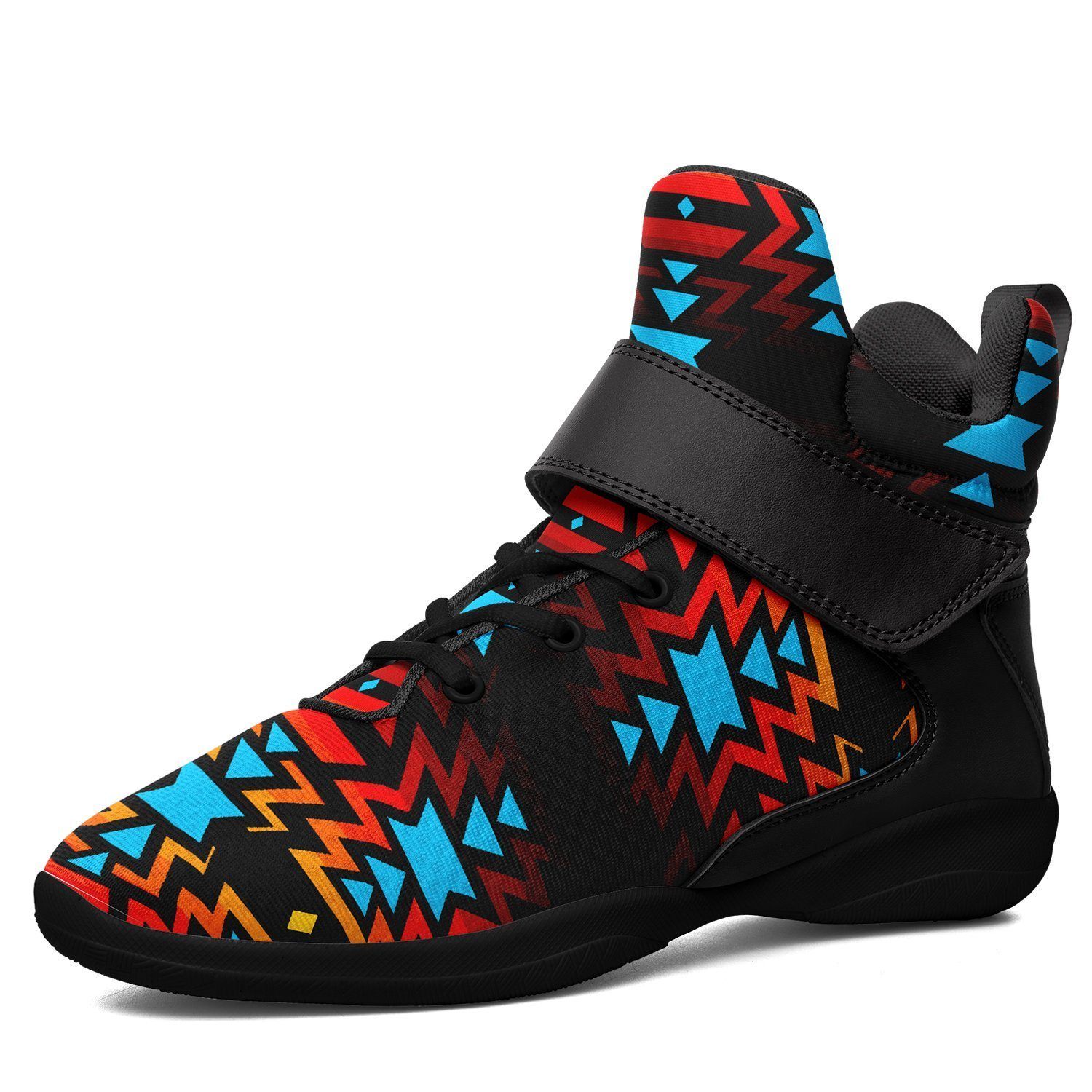 Black Fire and Turquoise Ipottaa Basketball / Sport High Top Shoes - Black Sole 49 Dzine US Men 7 / EUR 40 Black Sole with Black Strap 