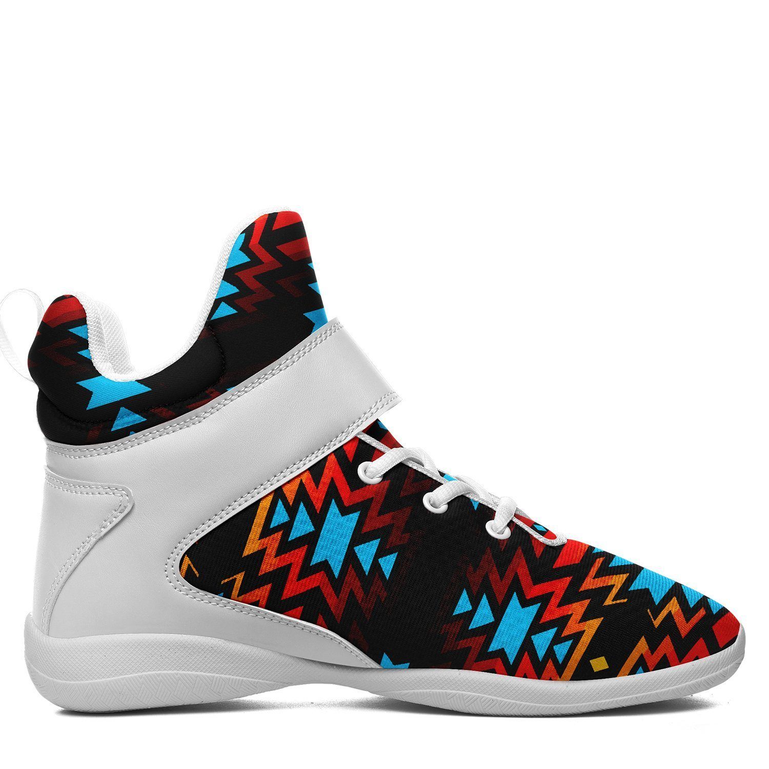 Black Fire and Turquoise Ipottaa Basketball / Sport High Top Shoes - White Sole 49 Dzine 