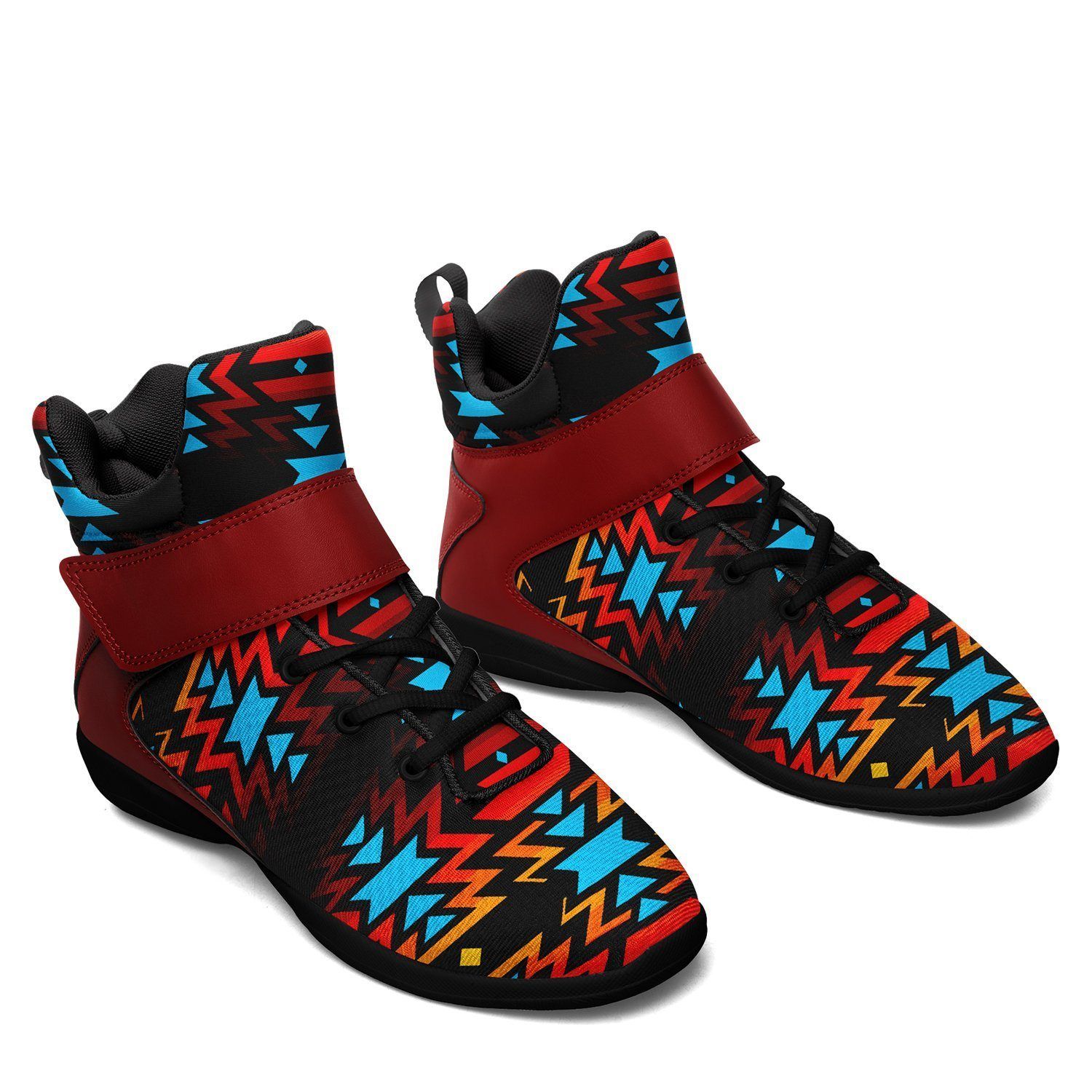 Black Fire and Turquoise Kid's Ipottaa Basketball / Sport High Top Shoes 49 Dzine