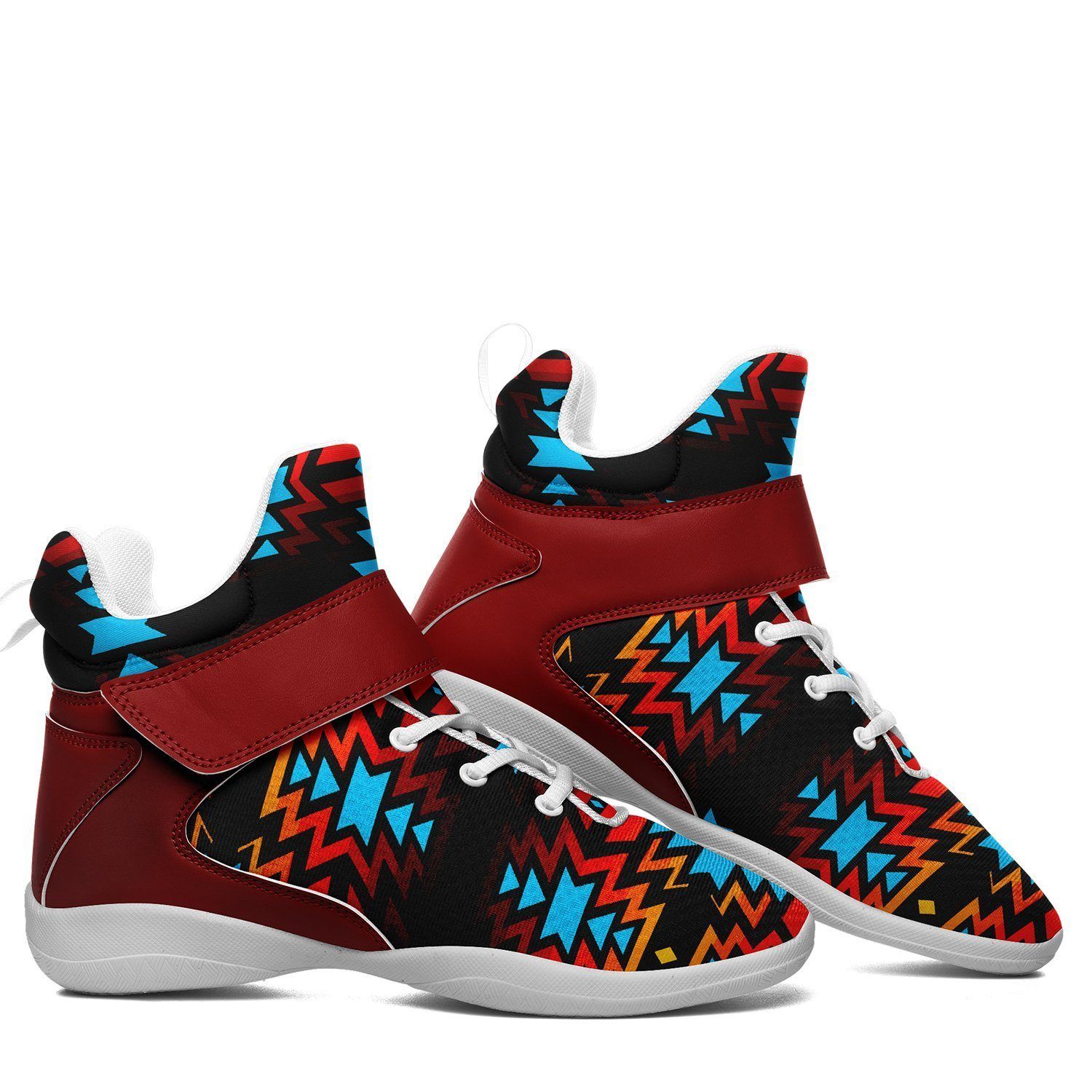 Black Fire and Turquoise Kid's Ipottaa Basketball / Sport High Top Shoes 49 Dzine