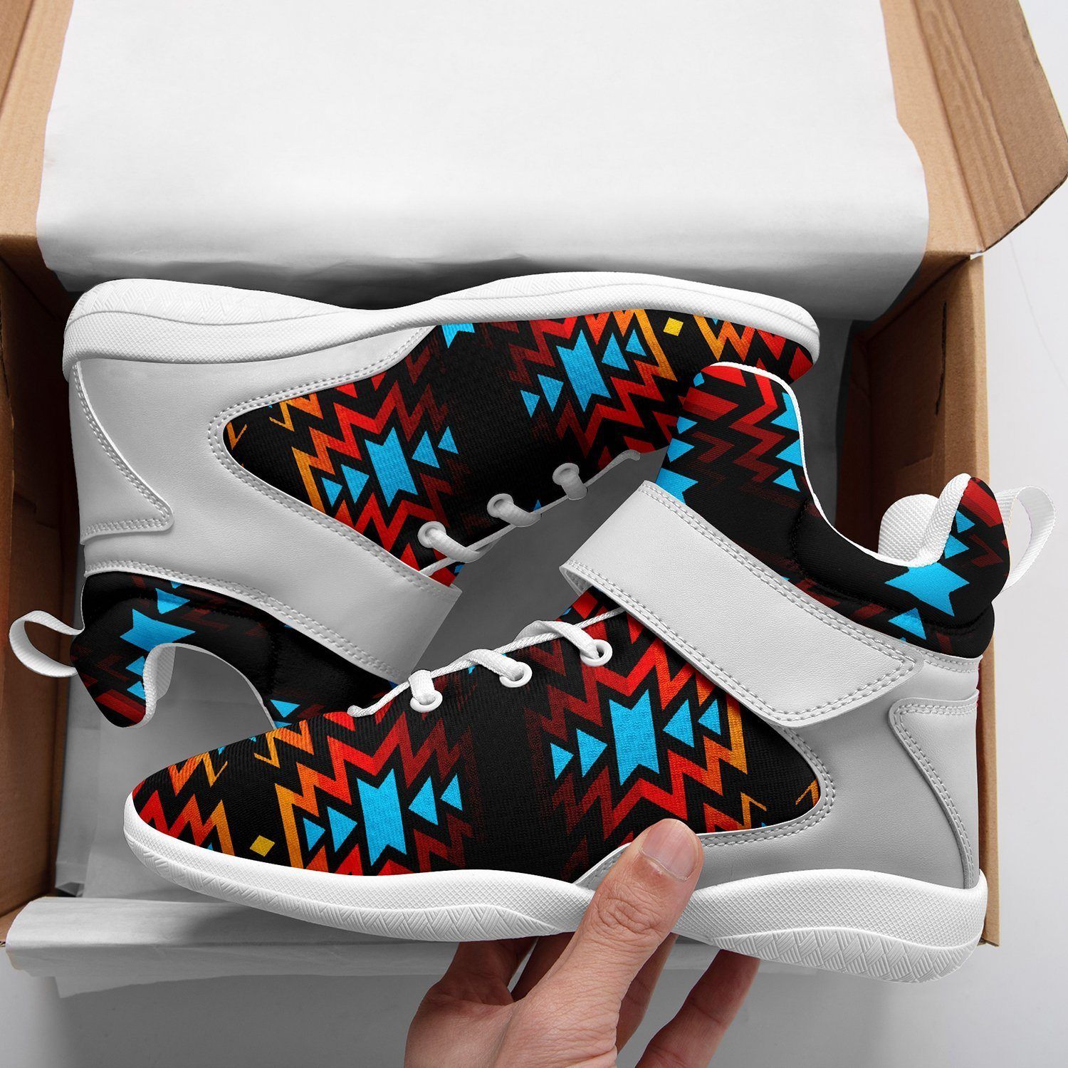 Black Fire and Turquoise Kid's Ipottaa Basketball / Sport High Top Shoes 49 Dzine