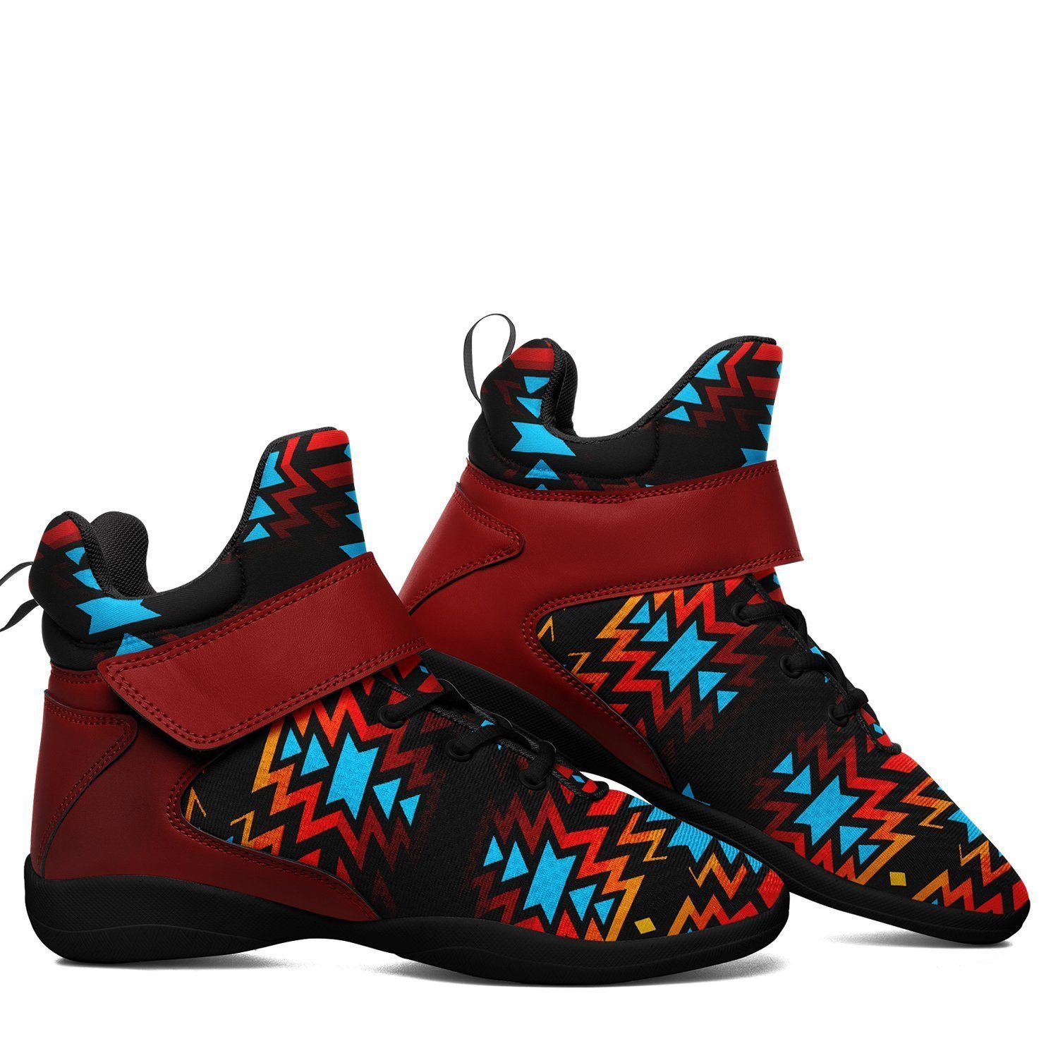 Black Fire and Turquoise Kid's Ipottaa Basketball / Sport High Top Shoes 49 Dzine