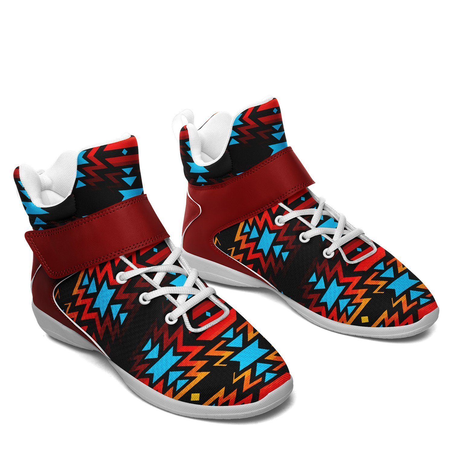 Black Fire and Turquoise Kid's Ipottaa Basketball / Sport High Top Shoes 49 Dzine
