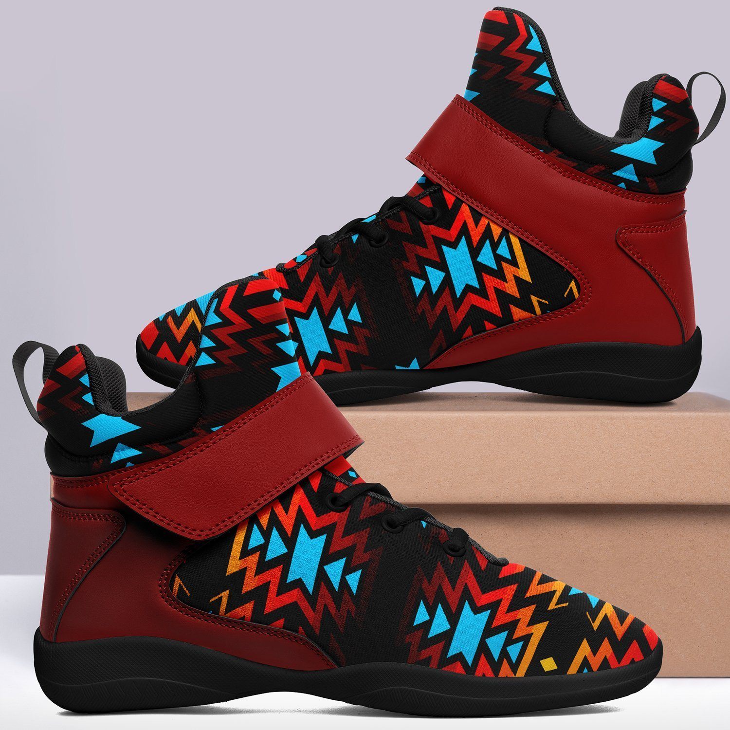 Black Fire and Turquoise Kid's Ipottaa Basketball / Sport High Top Shoes 49 Dzine