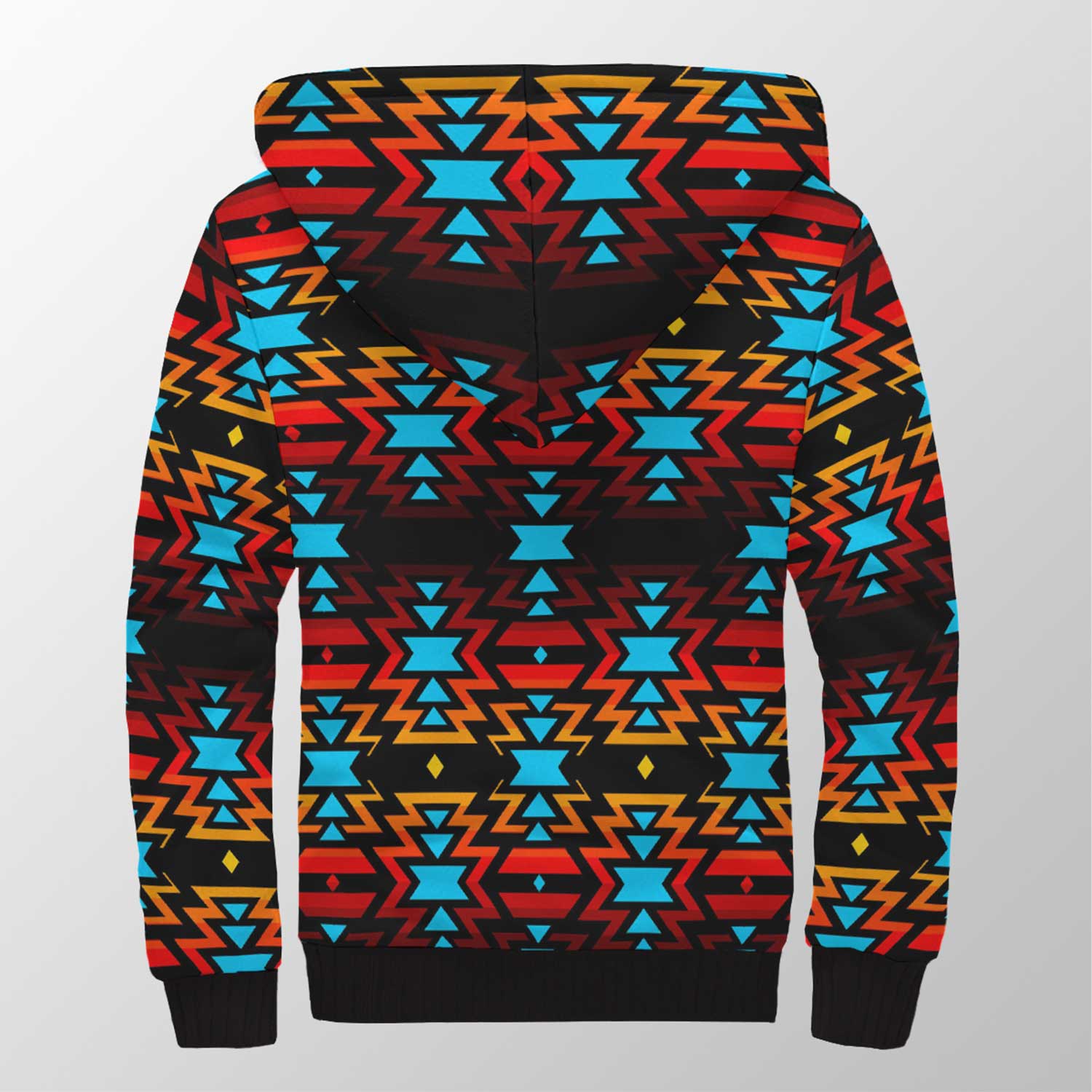 Black Fire and Turquoise Sherpa Hoodie 49 Dzine