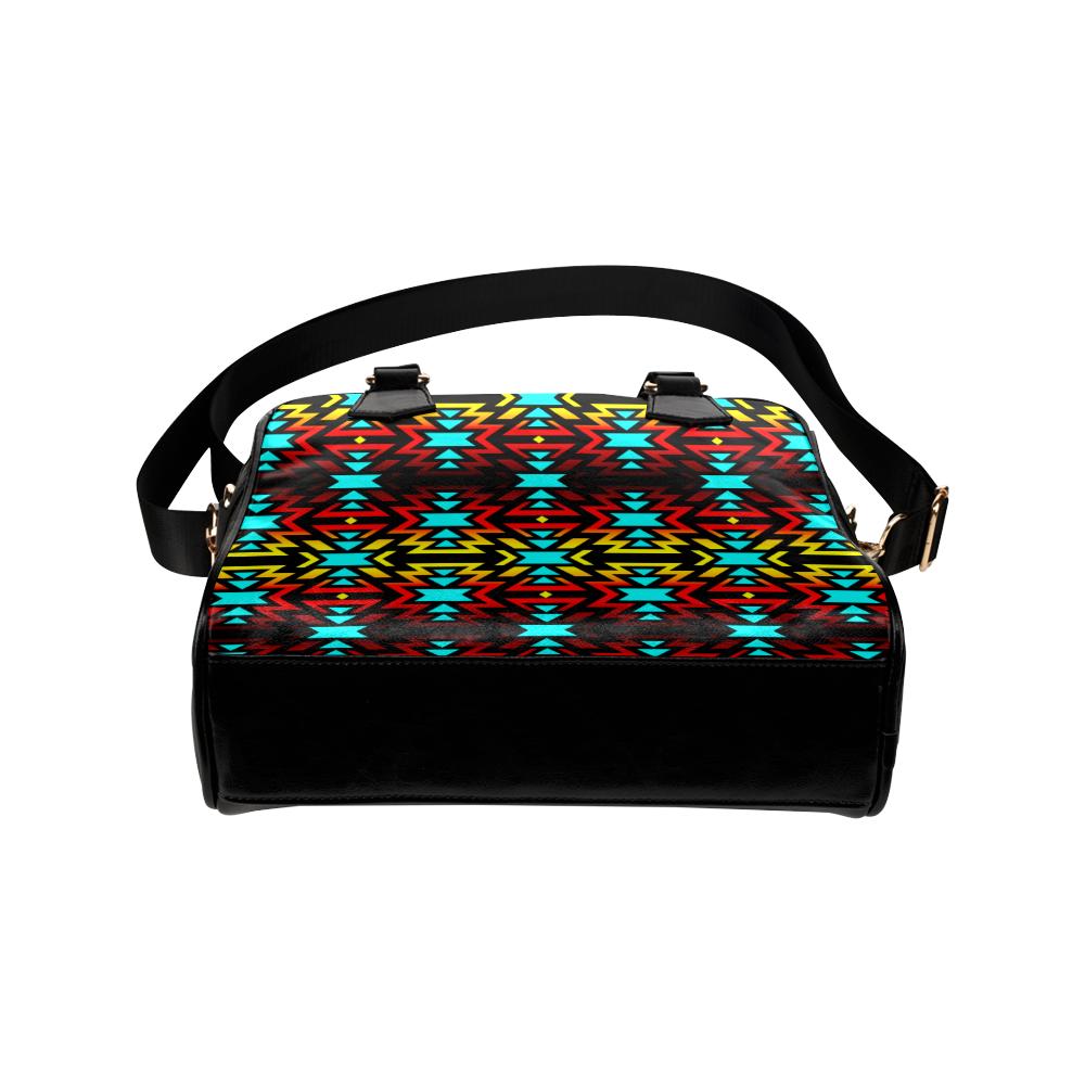 Black Fire and Turquoise Shoulder Handbag (Model 1634) Shoulder Handbags (1634) e-joyer