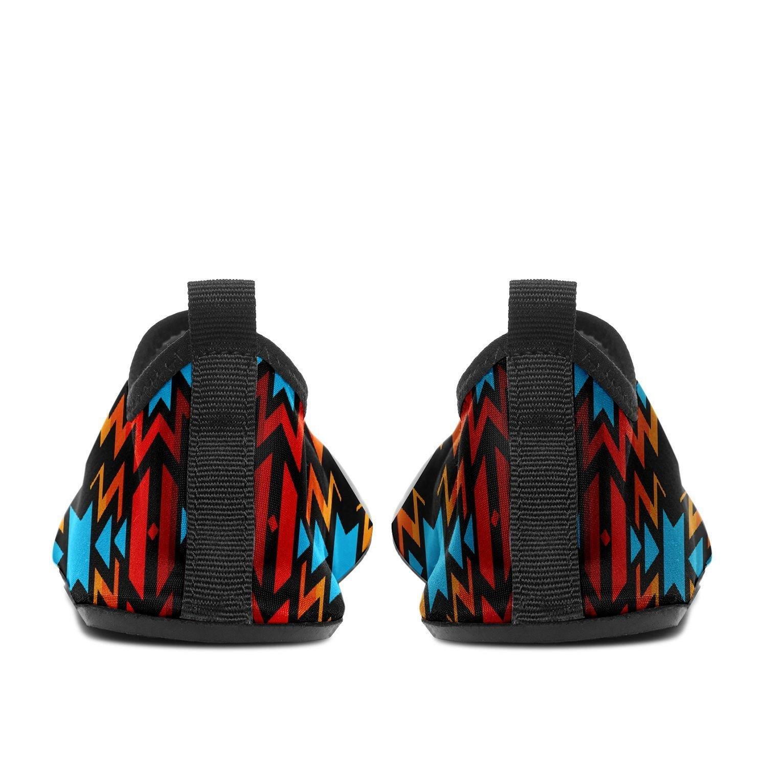 Black Fire and Turquoise Sockamoccs Kid's Slip On Shoes 49 Dzine