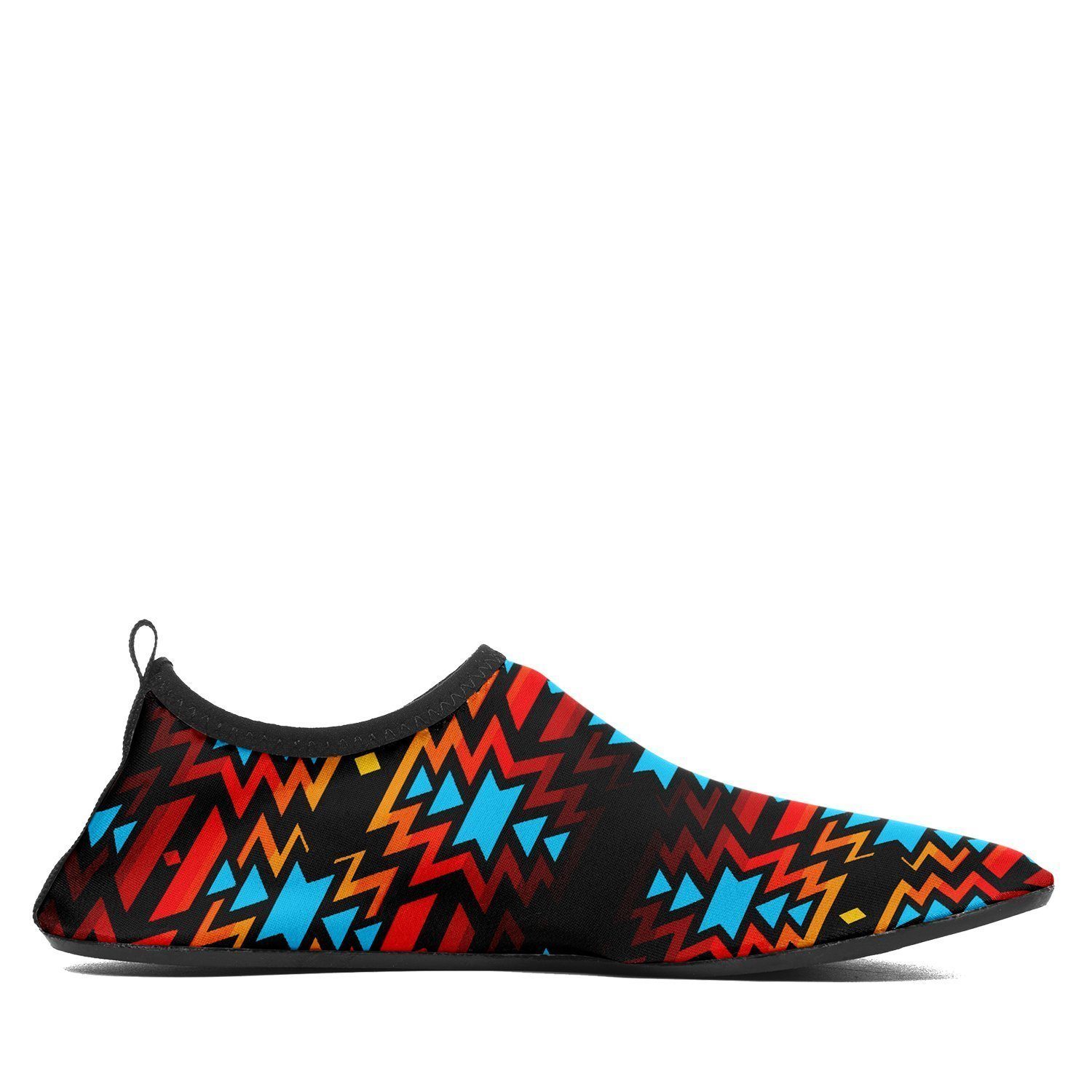 Black Fire and Turquoise Sockamoccs Kid's Slip On Shoes 49 Dzine
