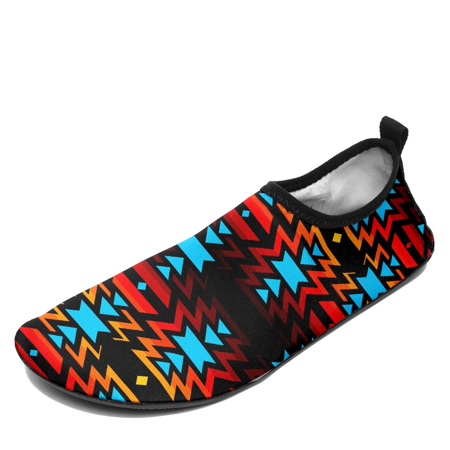 Black Fire and Turquoise Sockamoccs Slip On Shoes 49 Dzine