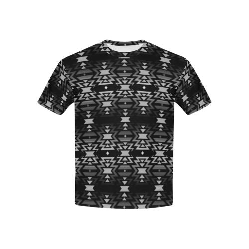 Black Fire Black and Gray All Over Print T-shirt for Kid (USA Size) (Model T40) All Over Print T-shirt for Kid (T40) e-joyer