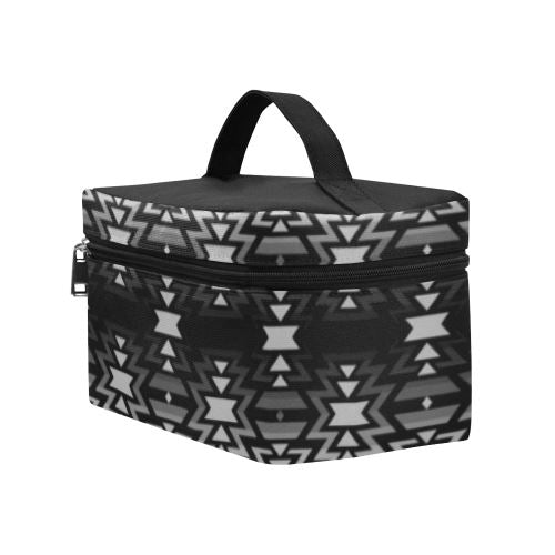 Black Fire Black and Gray Cosmetic Bag/Large (Model 1658) Cosmetic Bag e-joyer
