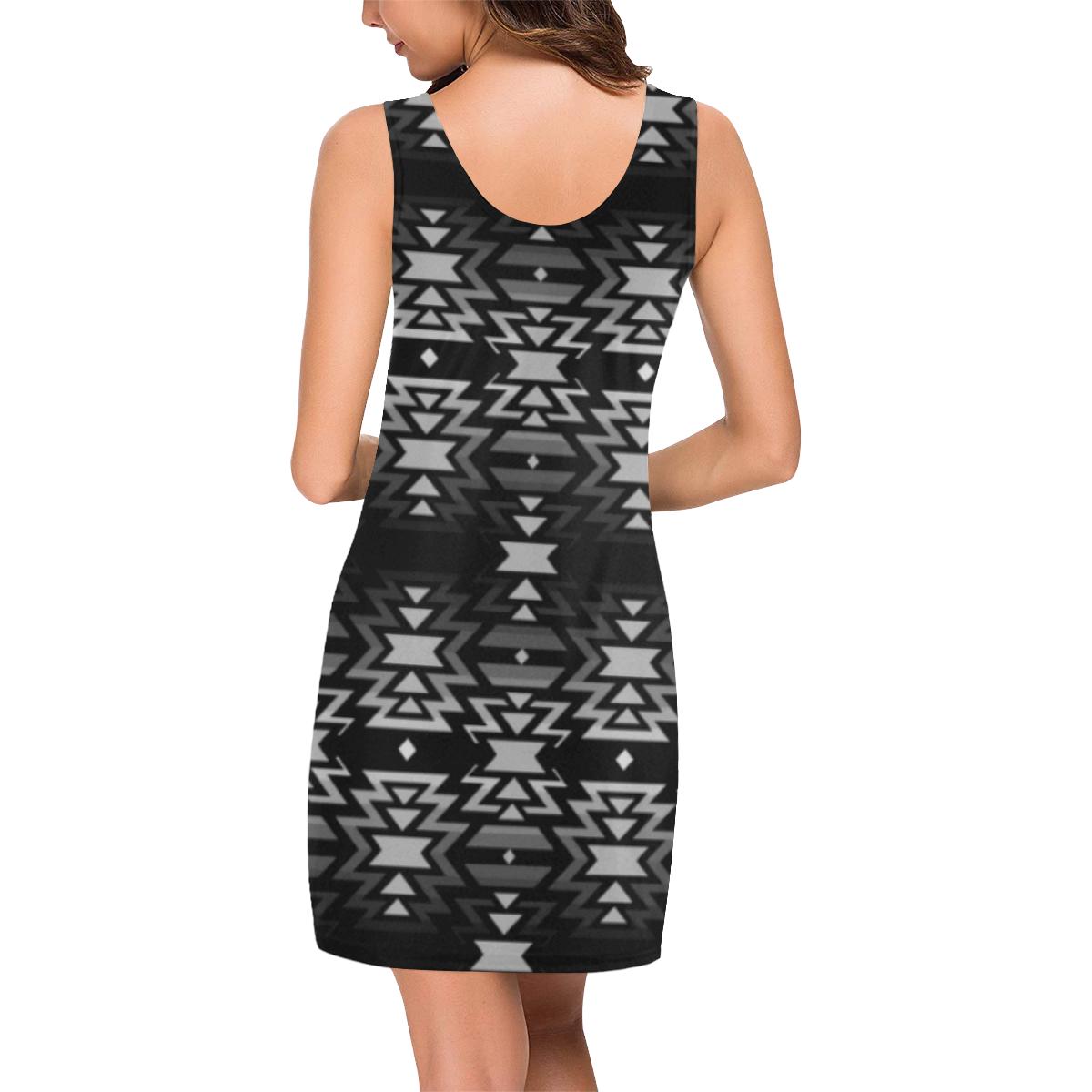 Black Fire Black and Gray IkstsÃmiwa Vest Dress (Model D06) Medea Vest Dress (D06) e-joyer