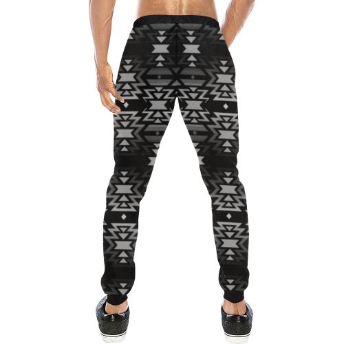 Black Fire Black and Gray Men's All Over Print Sweatpants (Model L11) Men's All Over Print Sweatpants (L11) e-joyer