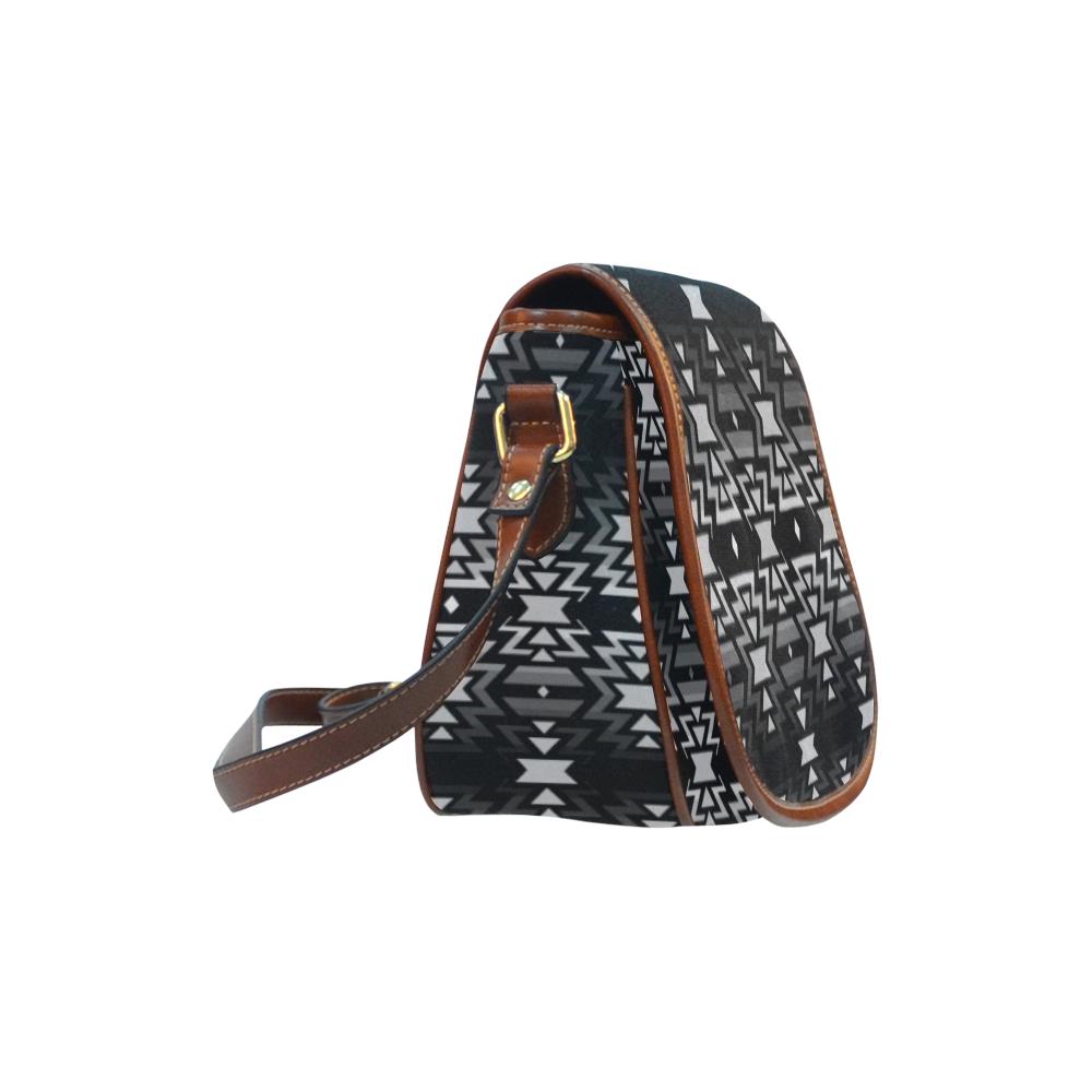 Black Fire Black and Gray Saddle Bag/Small (Model 1649) Full Customization Saddle Bag/Small (Full Customization) e-joyer