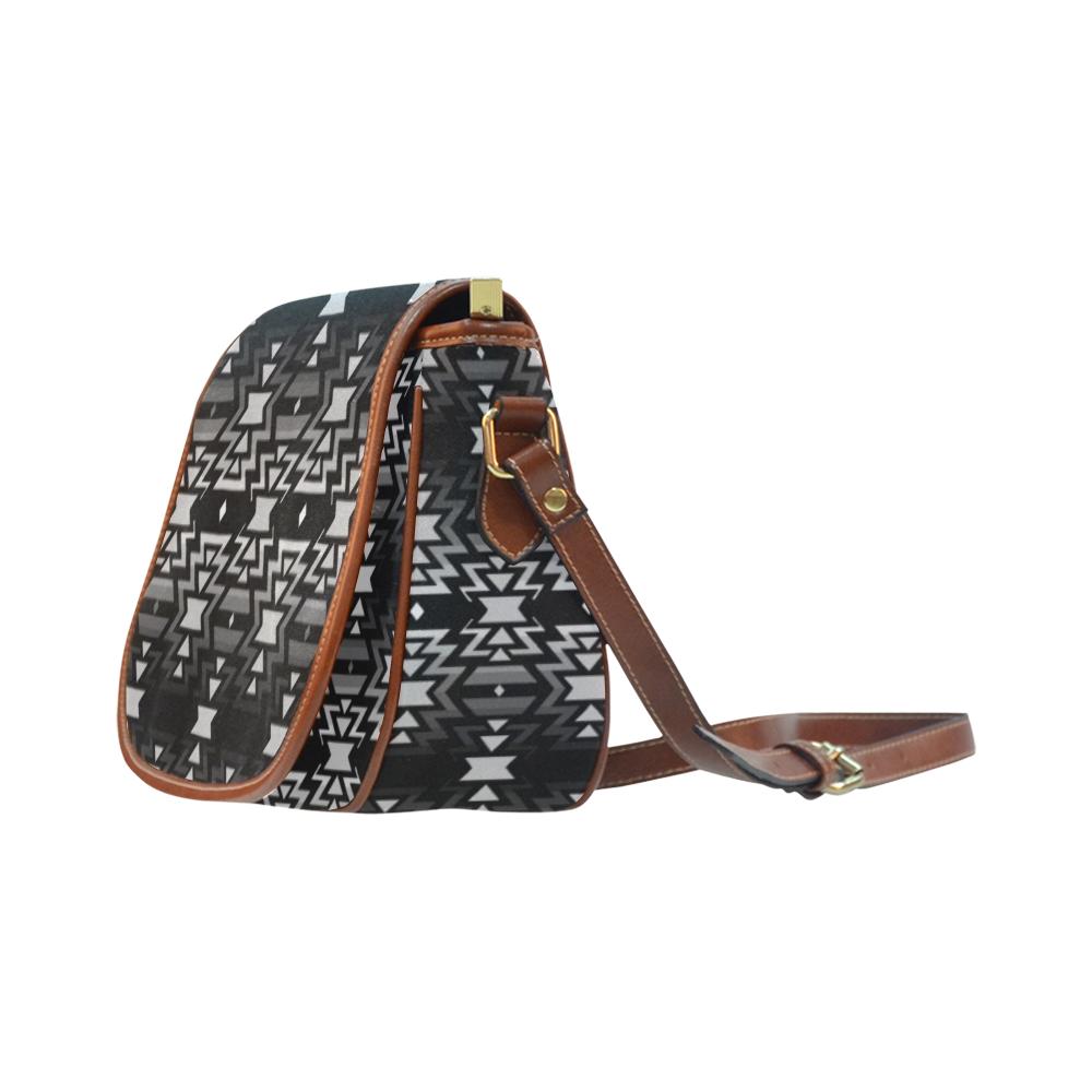 Black Fire Black and Gray Saddle Bag/Small (Model 1649) Full Customization Saddle Bag/Small (Full Customization) e-joyer