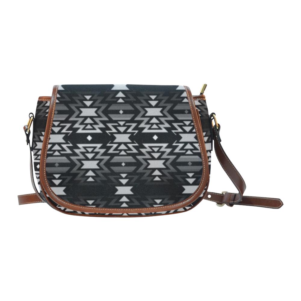 Black Fire Black and Gray Saddle Bag/Small (Model 1649) Full Customization Saddle Bag/Small (Full Customization) e-joyer