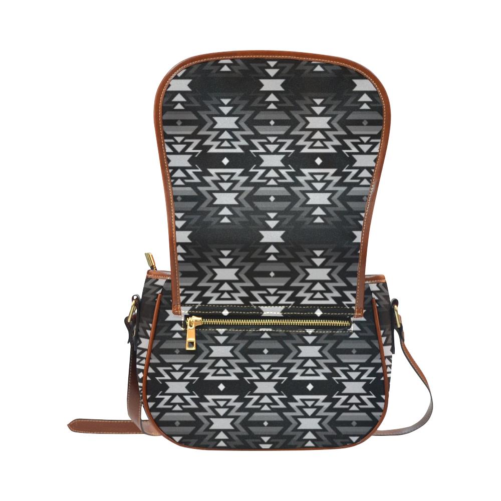 Black Fire Black and Gray Saddle Bag/Small (Model 1649) Full Customization Saddle Bag/Small (Full Customization) e-joyer
