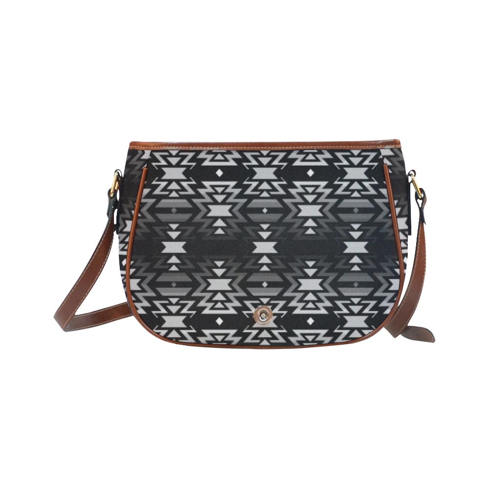 Black Fire Black and Gray Saddle Bag/Small (Model 1649) Full Customization Saddle Bag/Small (Full Customization) e-joyer
