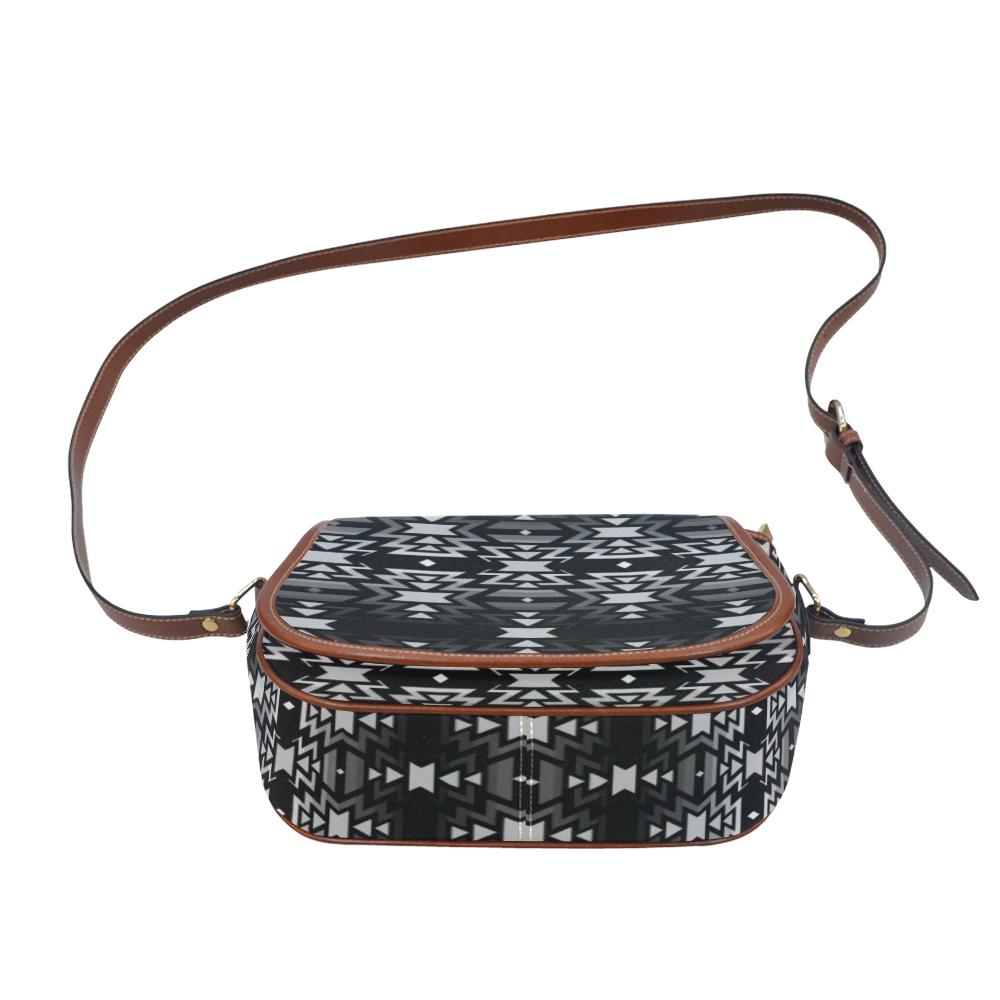 Black Fire Black and Gray Saddle Bag/Small (Model 1649) Full Customization Saddle Bag/Small (Full Customization) e-joyer