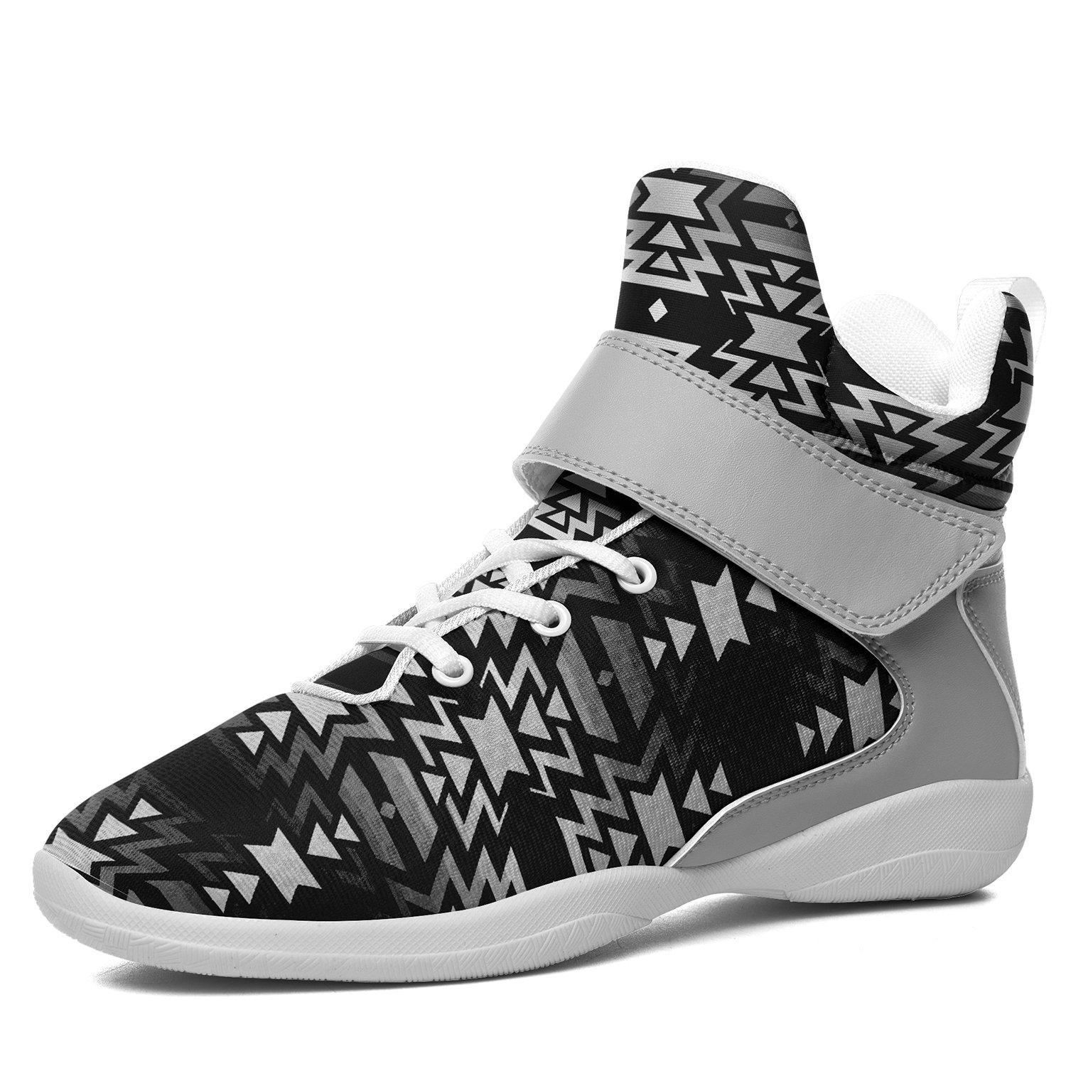 Black Fire Black and White Ipottaa Basketball / Sport High Top Shoes - White Sole 49 Dzine US Women 8.5 / EUR 40 White Sole with Gray Strap 