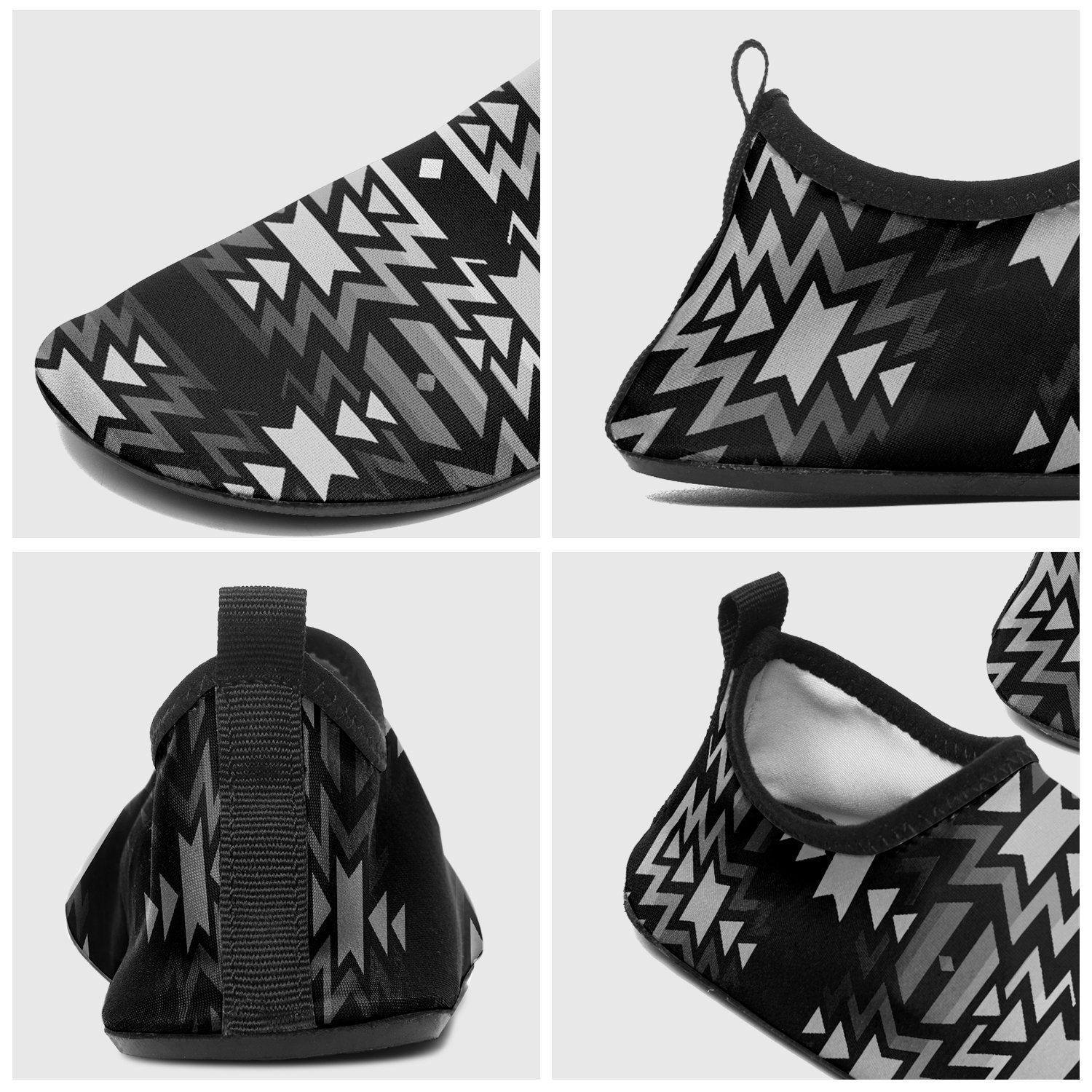 Black Fire Black and White Sockamoccs Kid's Slip On Shoes 49 Dzine