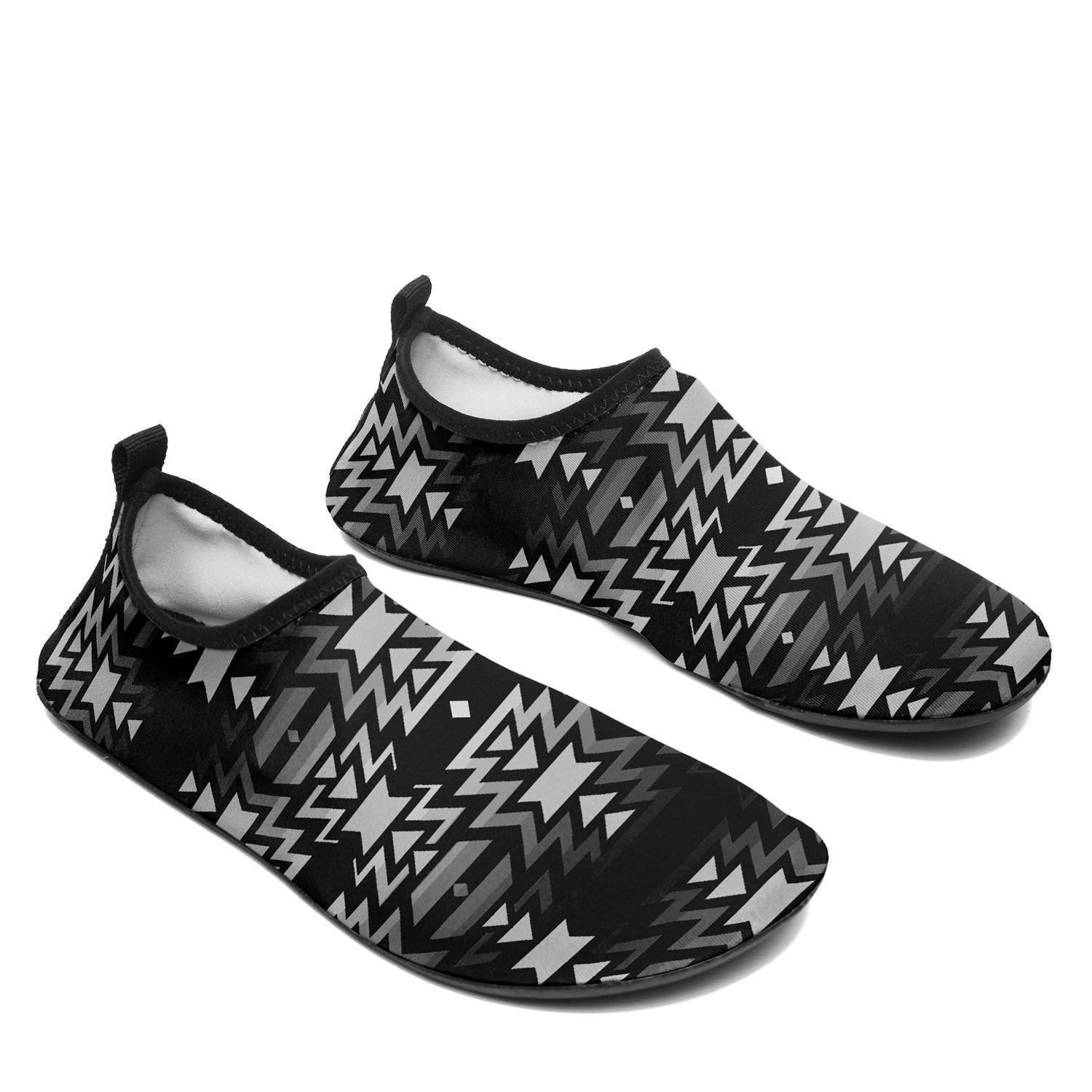 Black Fire Black and White Sockamoccs Kid's Slip On Shoes 49 Dzine