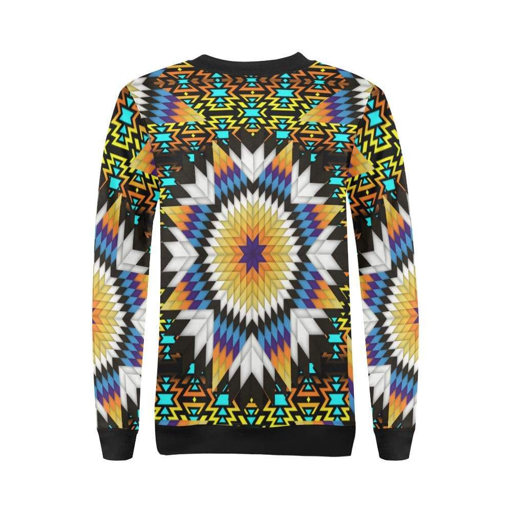 Black Fire Star All Over Print Crewneck Sweatshirt for Women (Model H18) Crewneck Sweatshirt for Women (H18) e-joyer