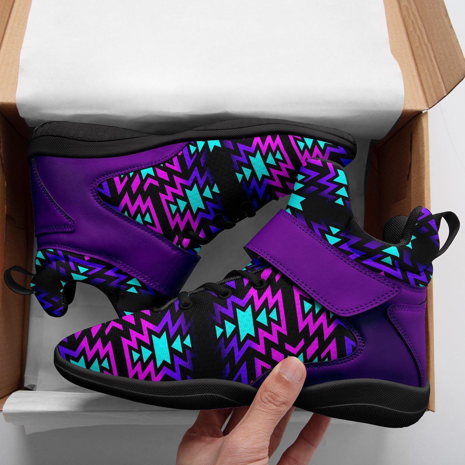Black Fire Winter Sunset Ipottaa Basketball / Sport High Top Shoes - Black Sole 49 Dzine