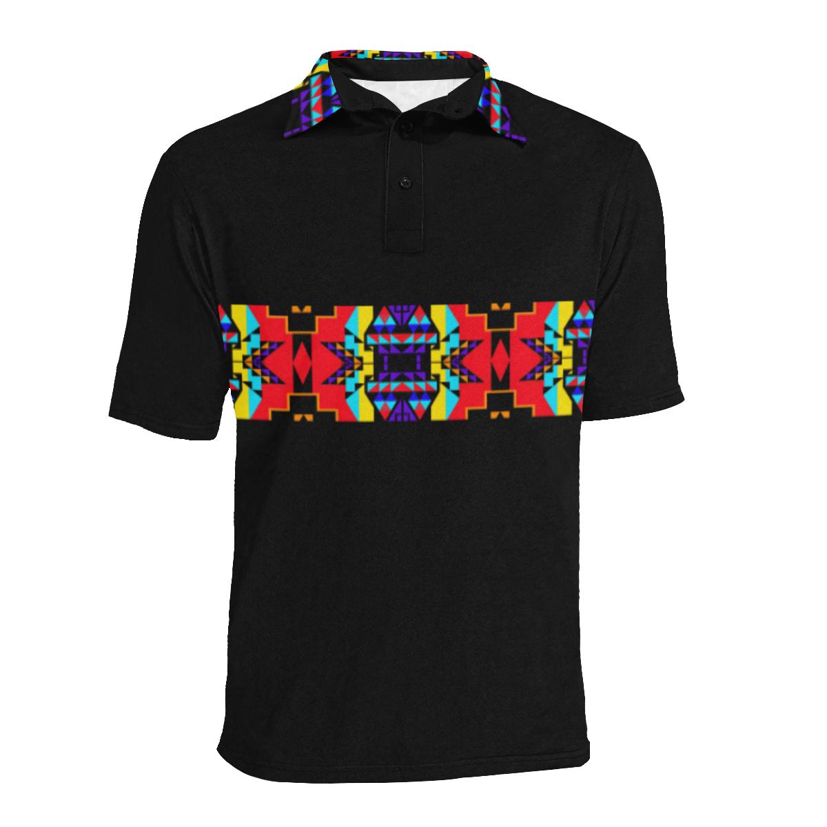 Black II Blanket Strip - I Men's All Over Print Polo Shirt (Model T55) Men's Polo Shirt (Model T55) e-joyer