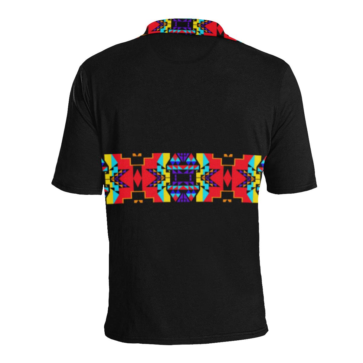 Black II Blanket Strip - I Men's All Over Print Polo Shirt (Model T55) Men's Polo Shirt (Model T55) e-joyer