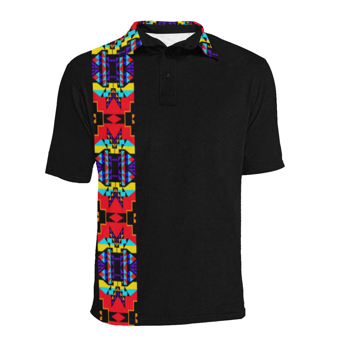Black II Blanket Strip Men's All Over Print Polo Shirt (Model T55) Men's Polo Shirt (Model T55) e-joyer