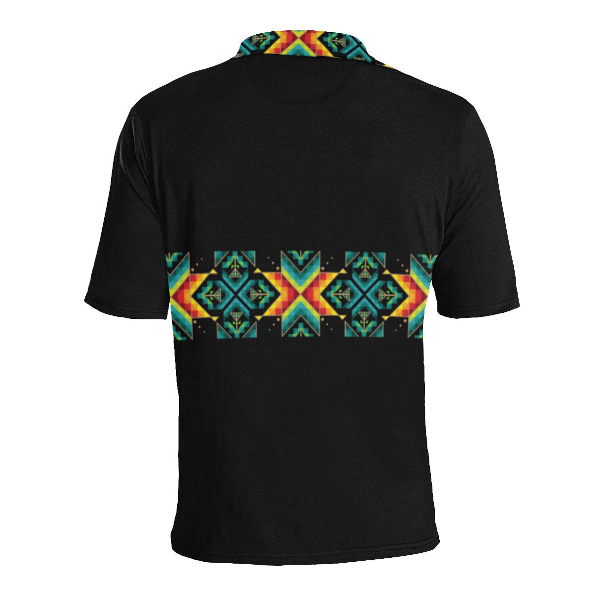 Black III Blanket Strip - I Men's All Over Print Polo Shirt (Model T55) Men's Polo Shirt (Model T55) e-joyer