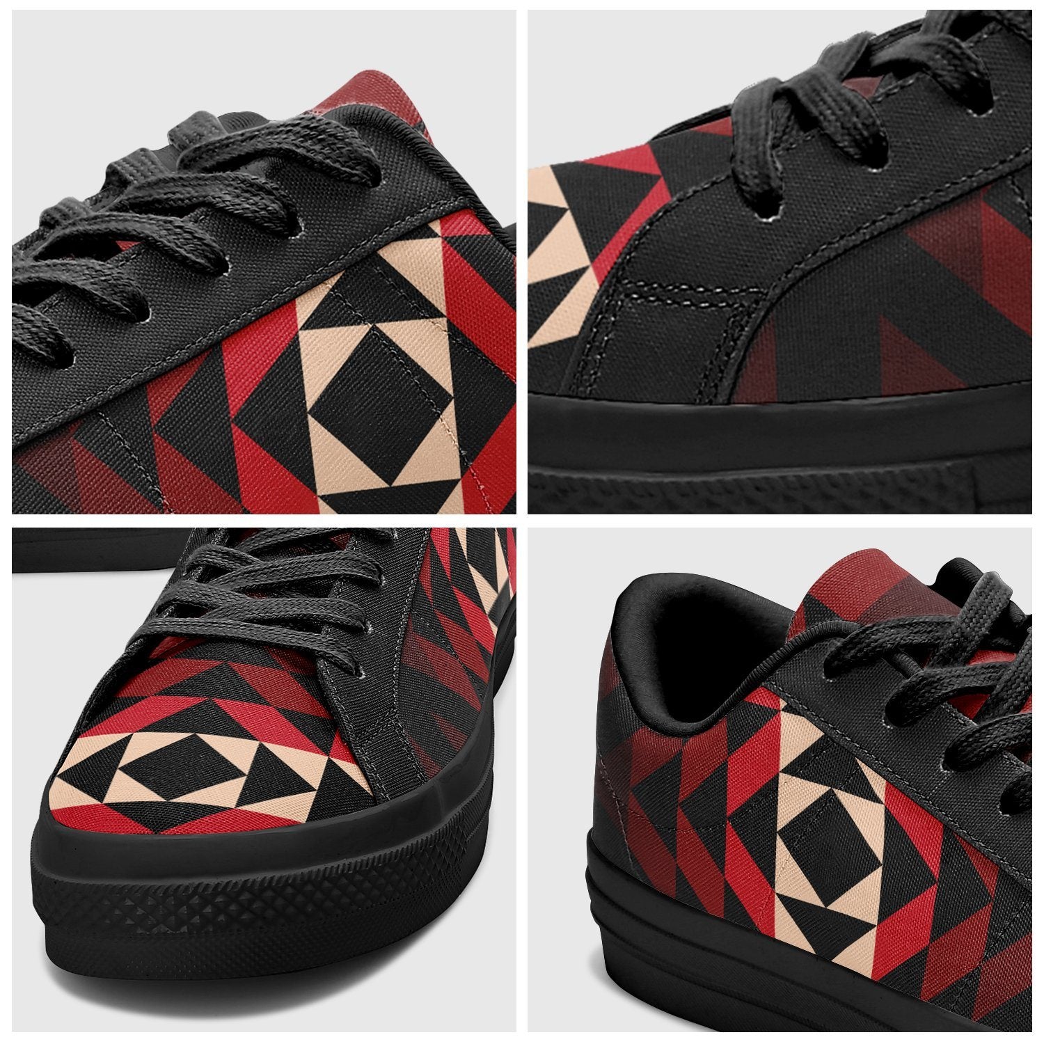Black Rose Aapisi Low Top Canvas Shoes Black Sole aapisi Herman