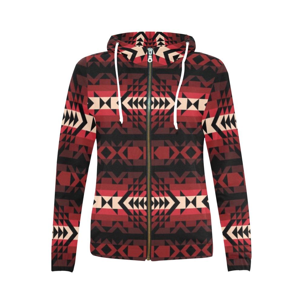 Black Rose All Over Print Full Zip Hoodie for Women (Model H14) All Over Print Full Zip Hoodie for Women (H14) e-joyer