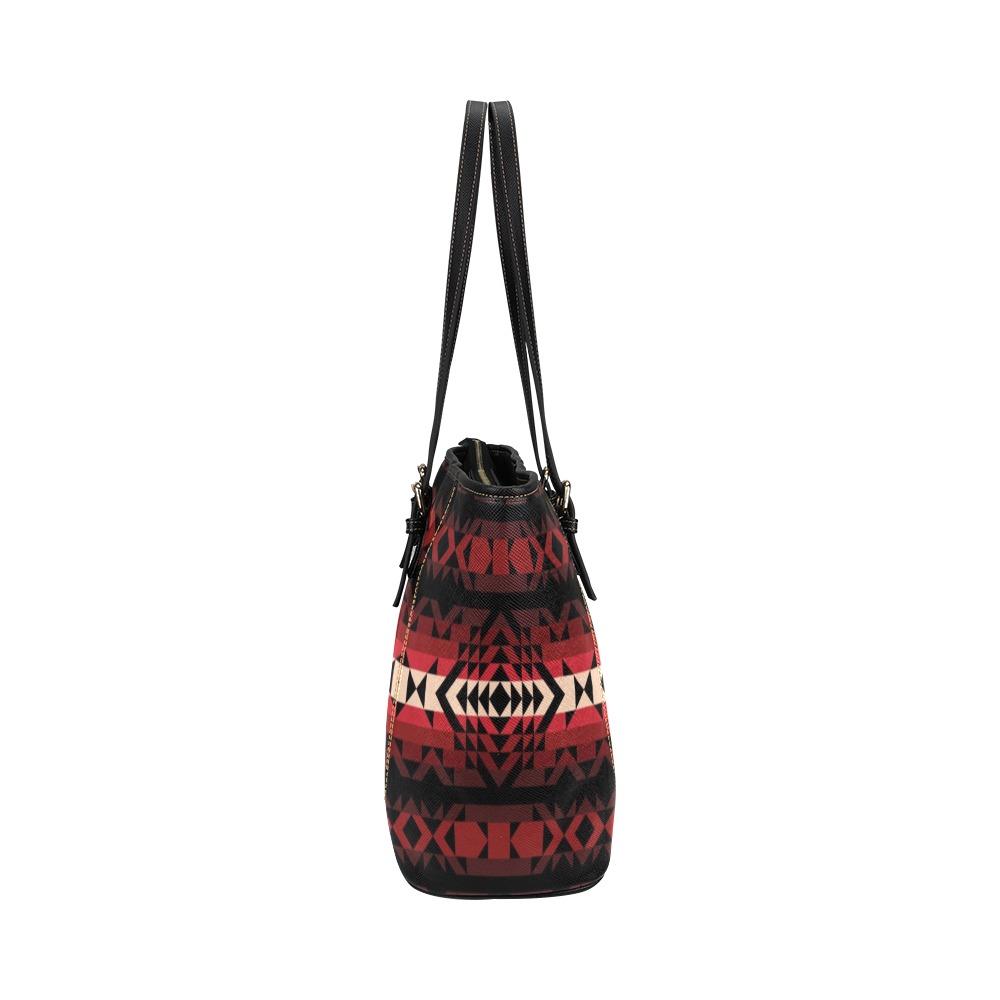 Black Rose Leather Tote Bag/Large (Model 1640) bag e-joyer 