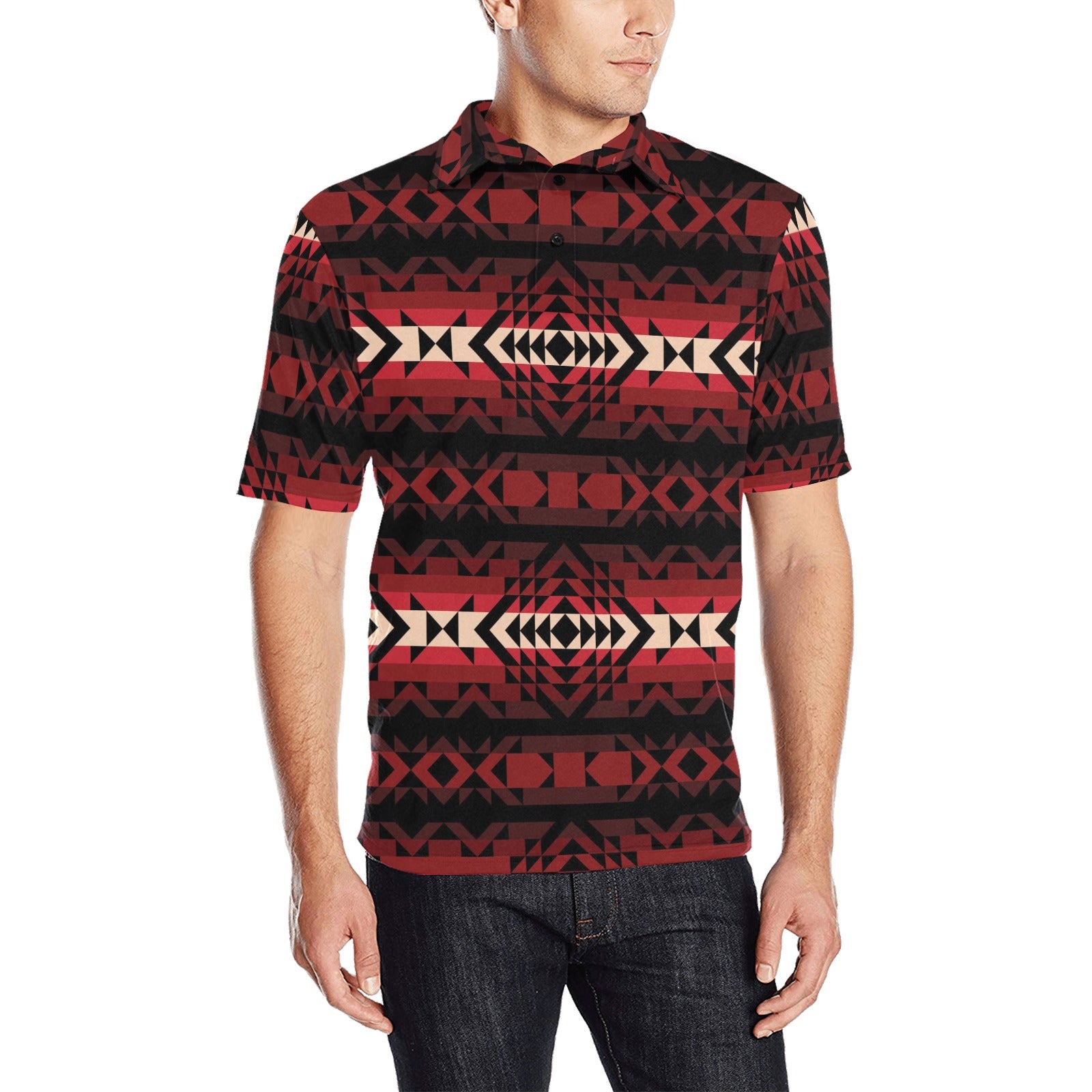 Black Rose Men's All Over Print Polo Shirt (Model T55) Men's Polo Shirt (Model T55) e-joyer