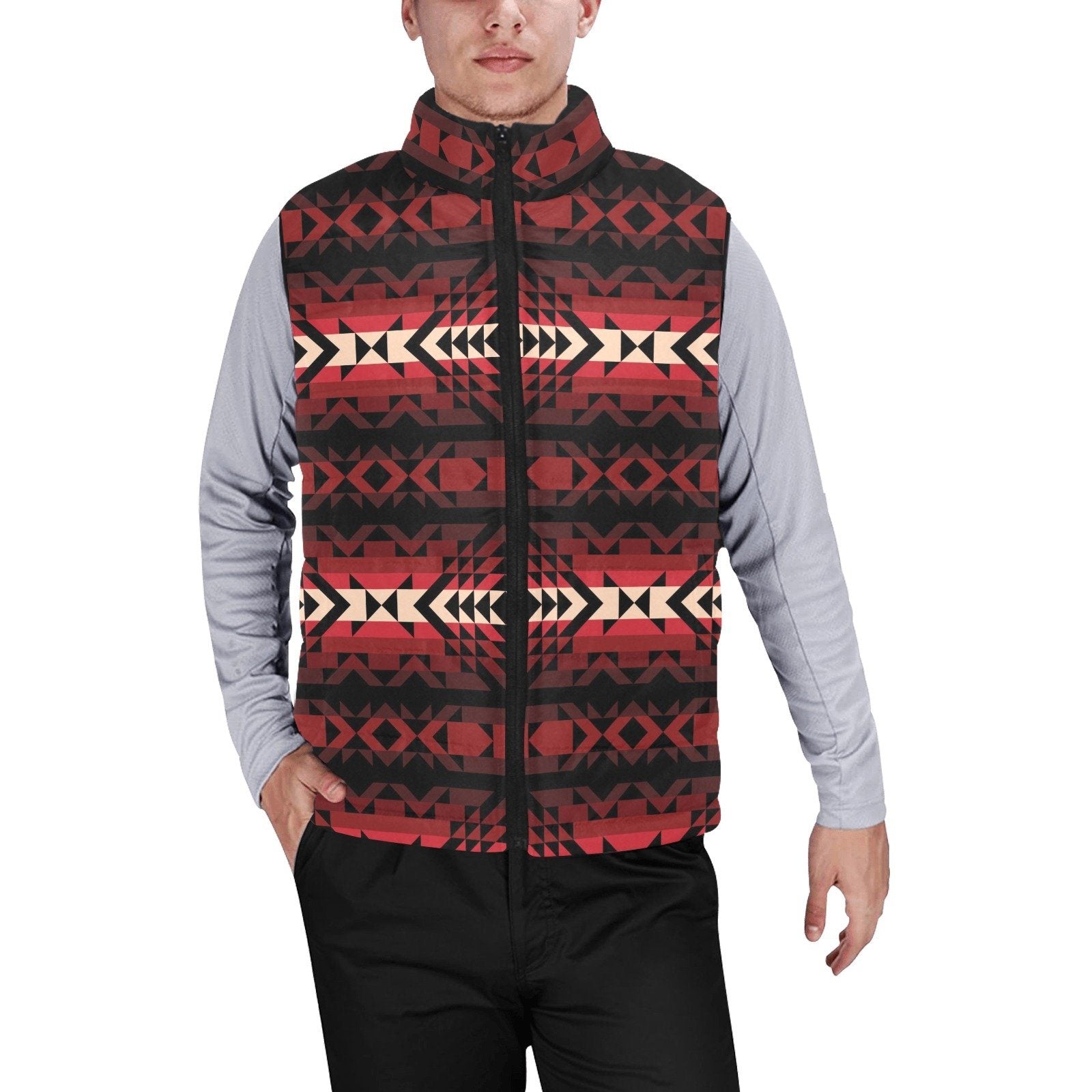 Black Rose Men's Padded Vest Jacket (Model H44) Men's Padded Vest Jacket (H44) e-joyer