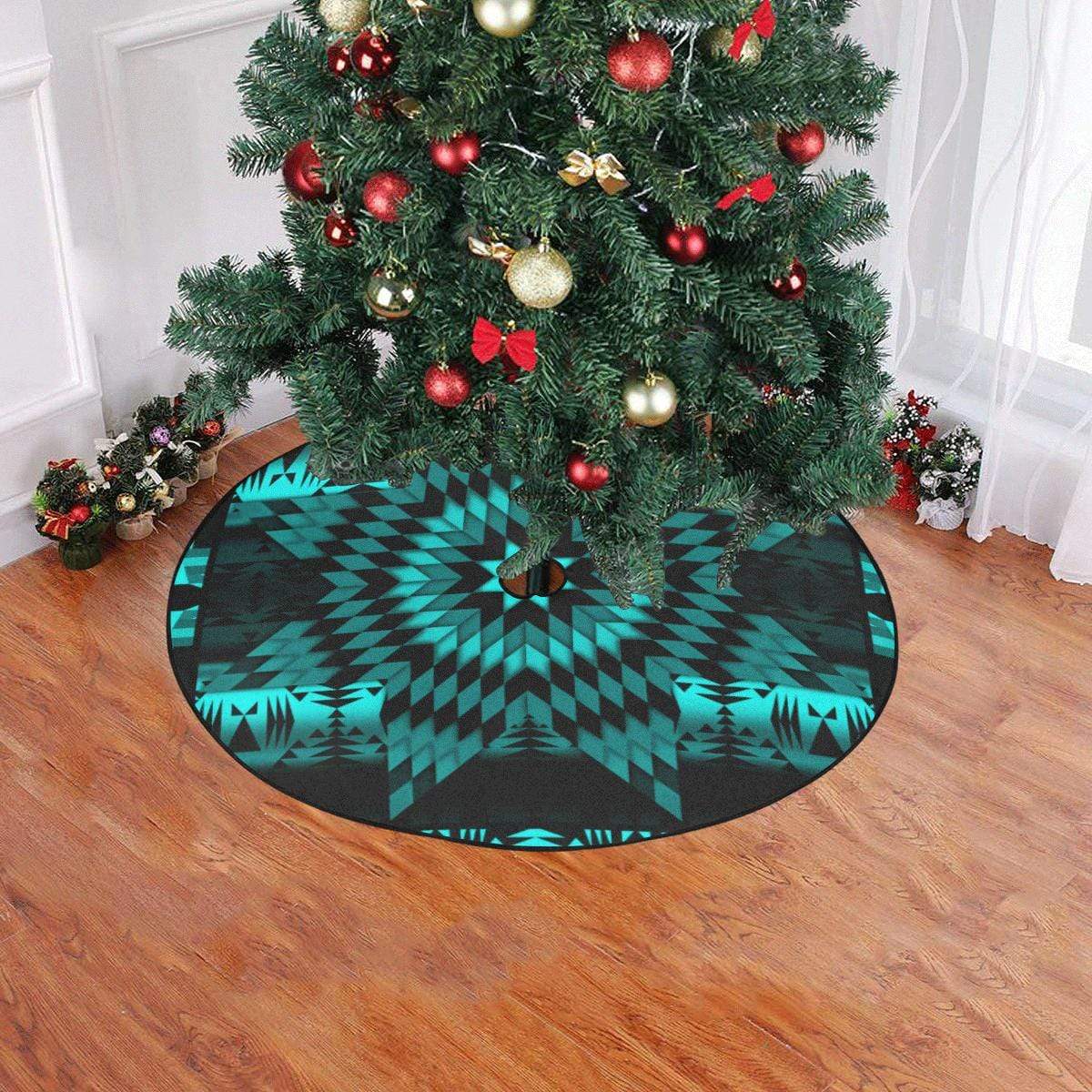 Black Sky Star Christmas Tree Skirt 47" x 47" Christmas Tree Skirt e-joyer 