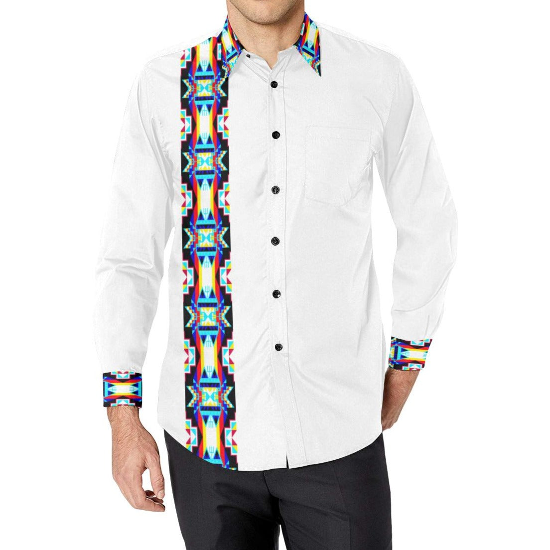 Blanket Strip White II Men's All Over Print Casual Dress Shirt (Model T61) Men's Dress Shirt (T61) e-joyer 