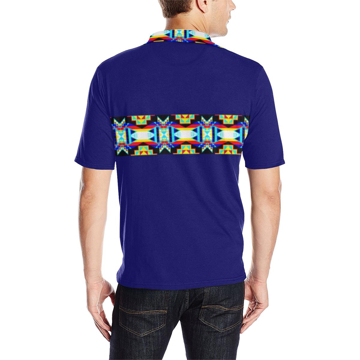 Blue Blanket Strip - I Men's All Over Print Polo Shirt (Model T55) Men's Polo Shirt (Model T55) e-joyer