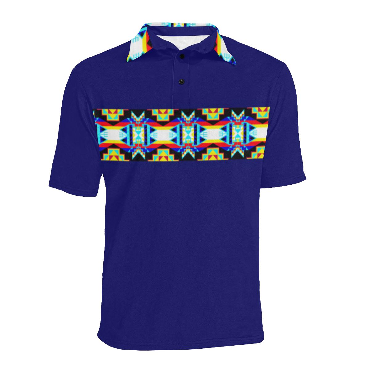 Blue Blanket Strip - I Men's All Over Print Polo Shirt (Model T55) Men's Polo Shirt (Model T55) e-joyer
