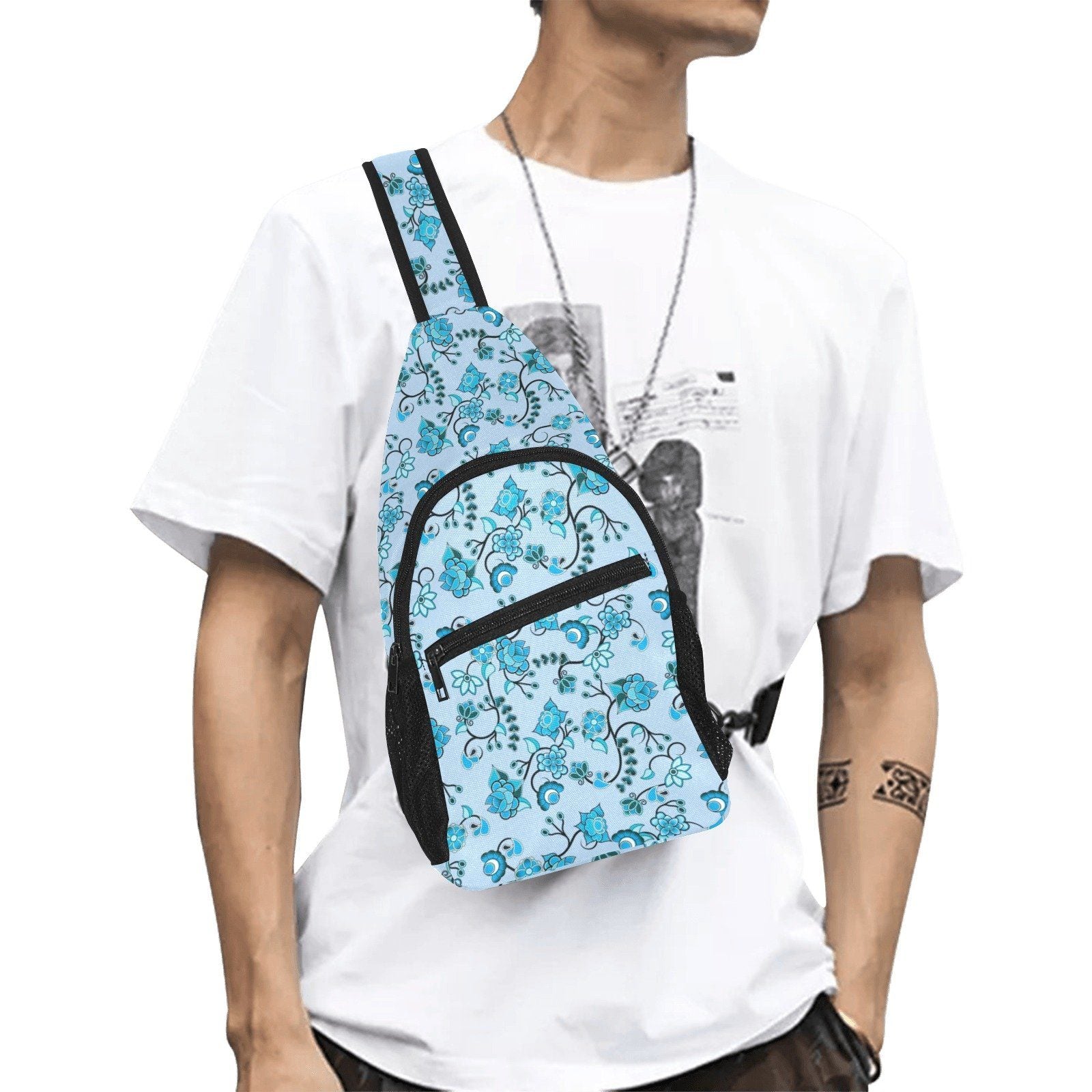 Blue Floral Amour All Over Print Chest Bag (Model 1719) All Over Print Chest Bag (1719) e-joyer